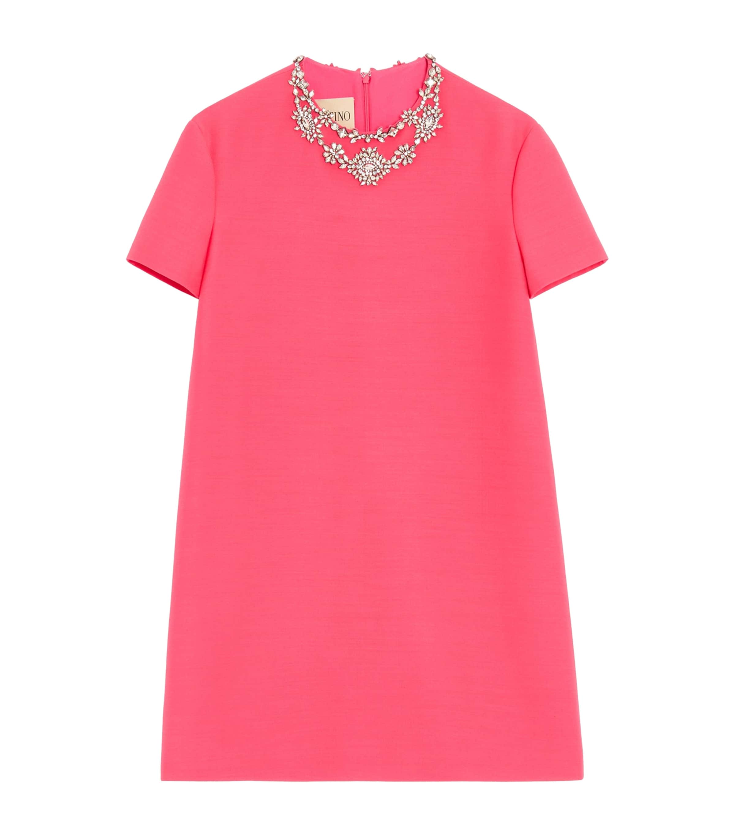 Valentino Womens Wool-Silk Crepe Couture Embellished Mini Dress