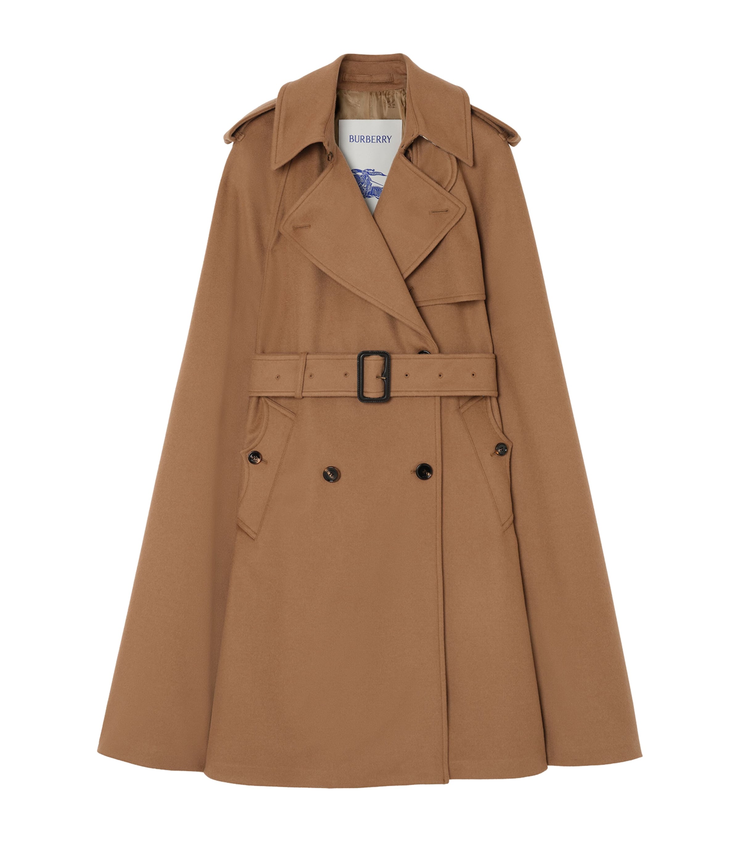 Burberry Womens Cashmere Belmont Trench Cape Camel