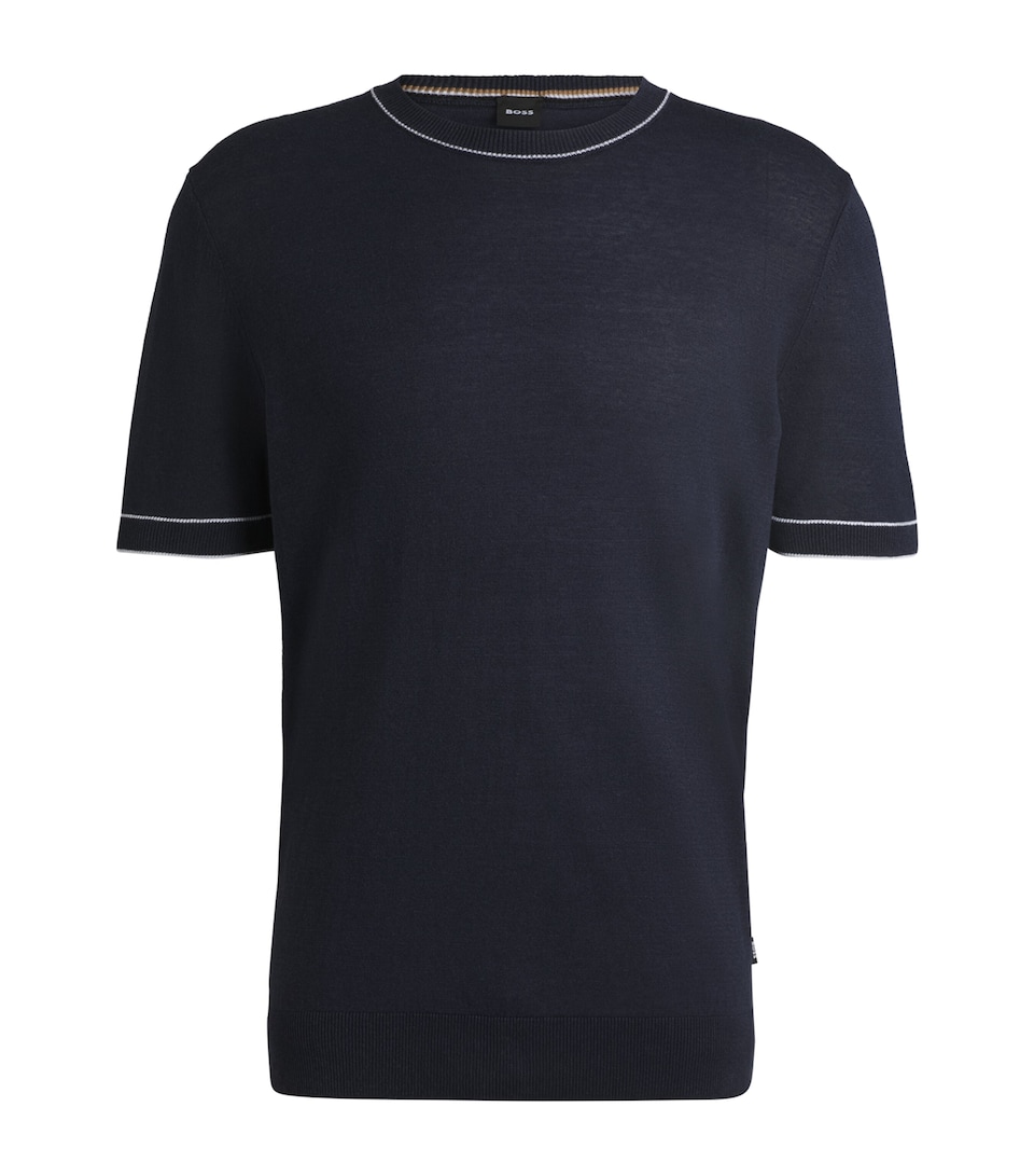 Linen-Blend Knitted T-Shirt
