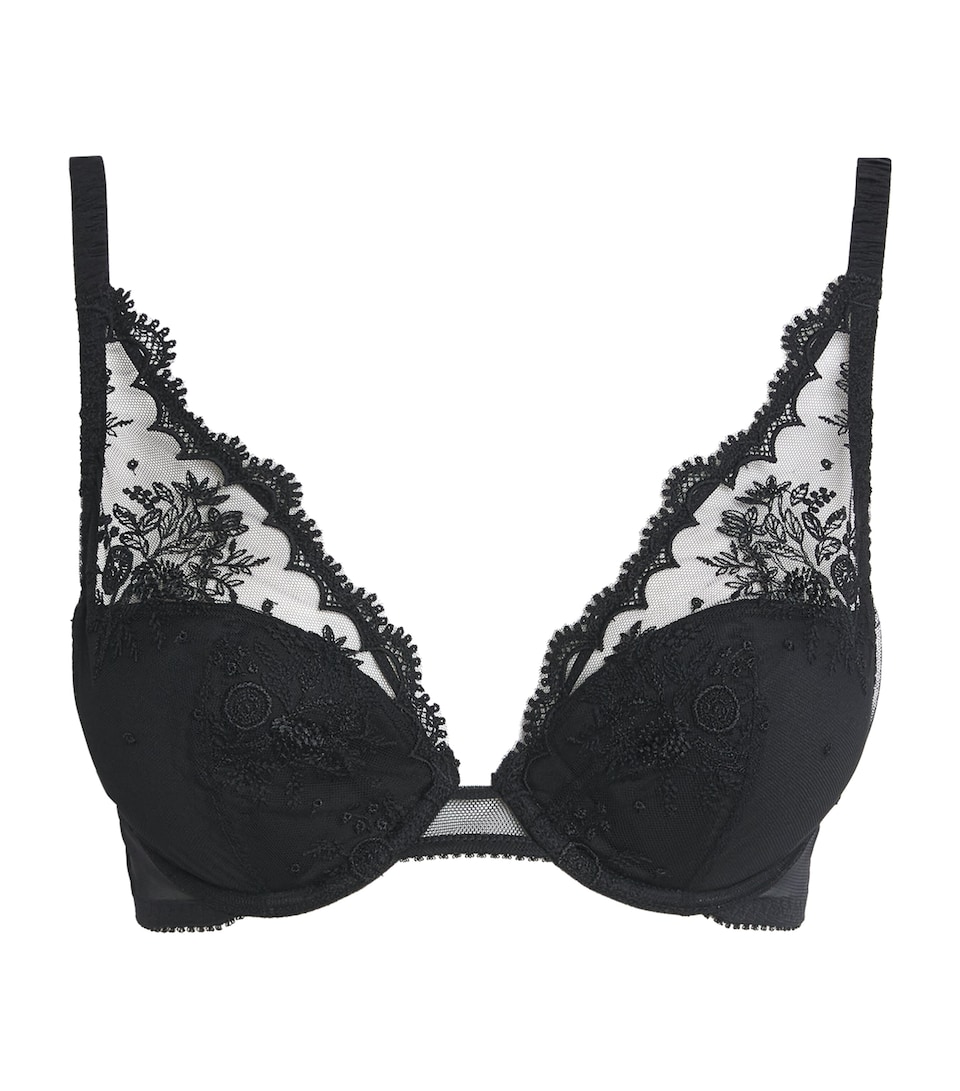 Simone Perele Womens Lace Intrigue Plunge Push-Up Bra Noir
