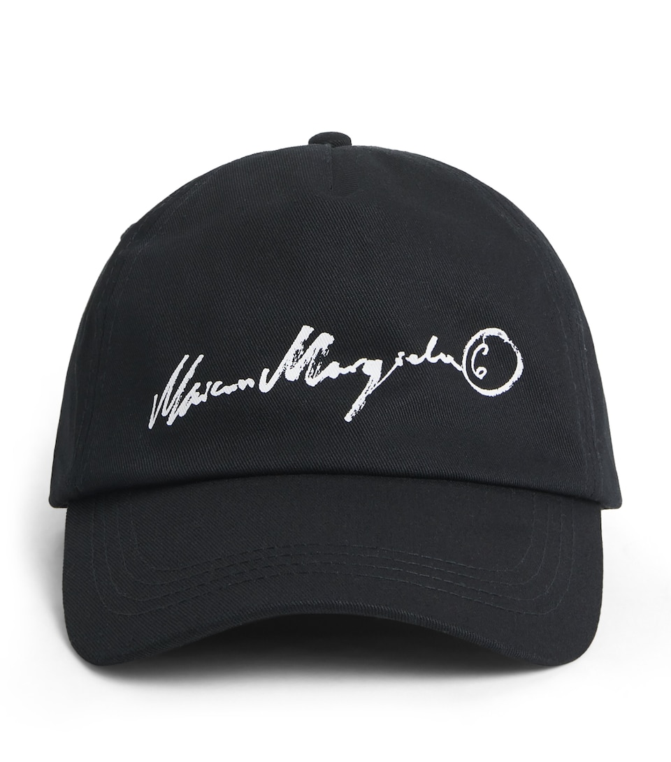 MM6 Maison Margiela Cotton Logo Cap Black Ecru Prnt