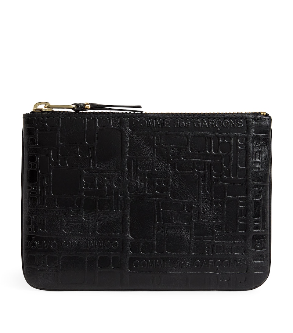 Leather Logo Embossed Zipped Pouch