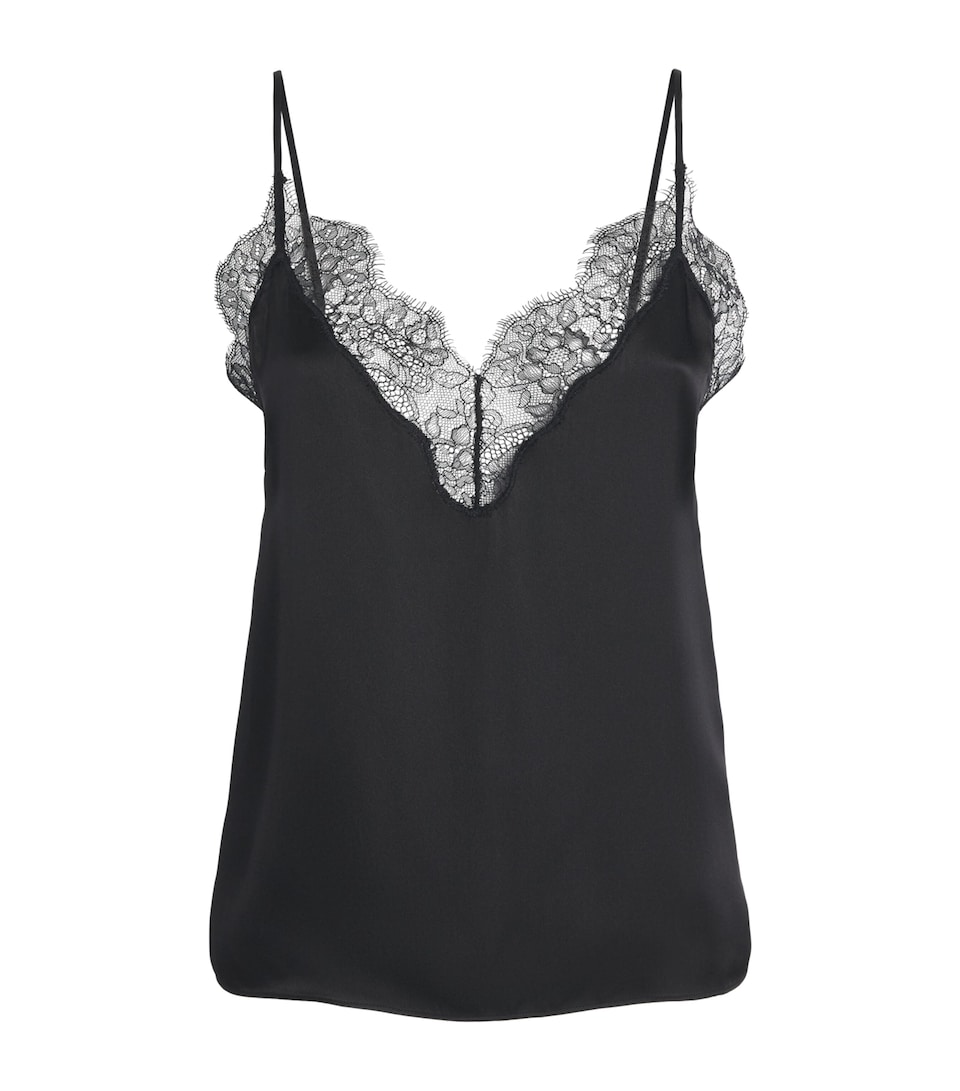 ANINE BING Womens Silk-Blend Mael Cami Top Black