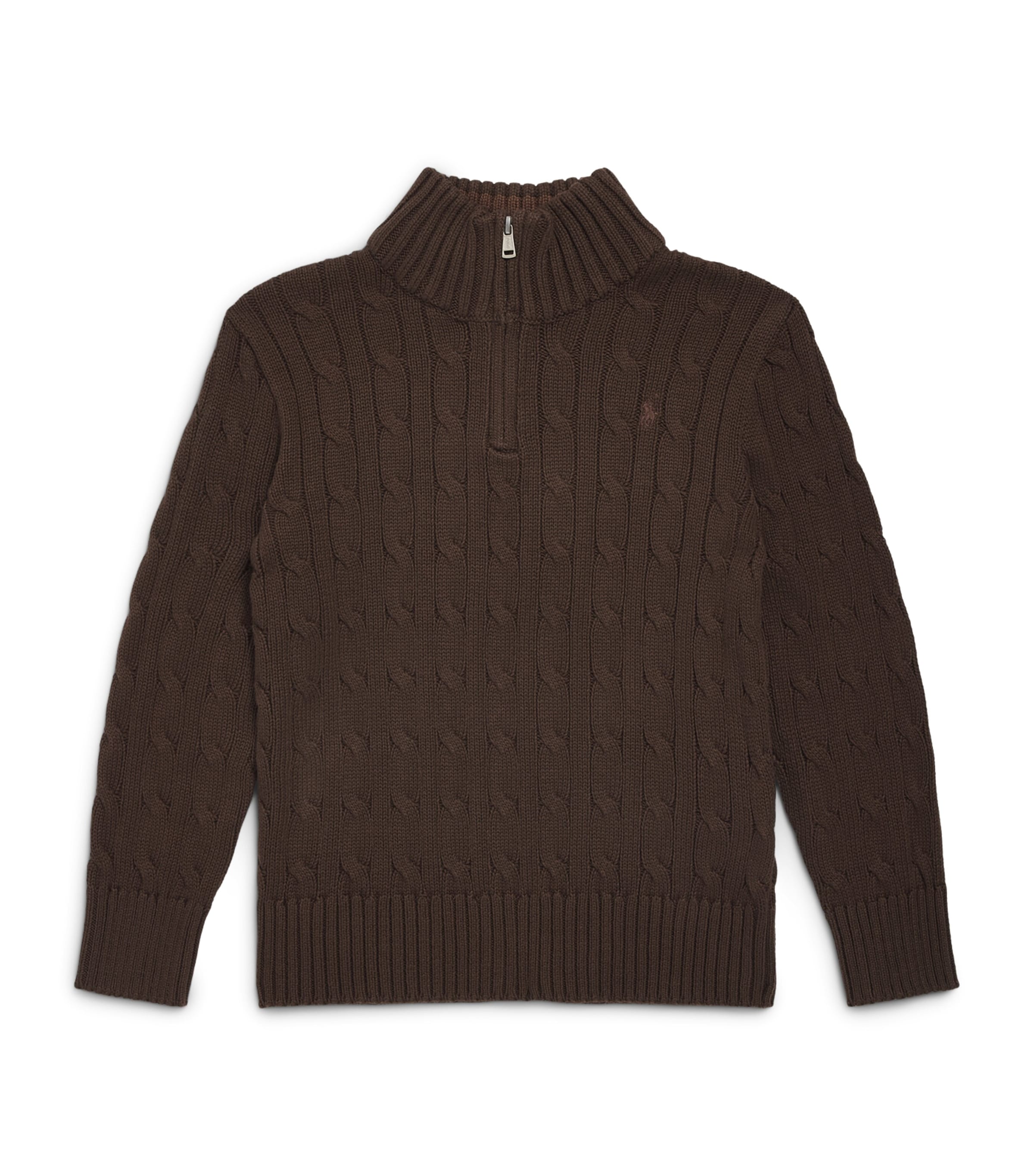 Ralph Lauren Kids Cotton Quarter-Zip Cable-Knit Sweater (2-7 Years) Nutmeg