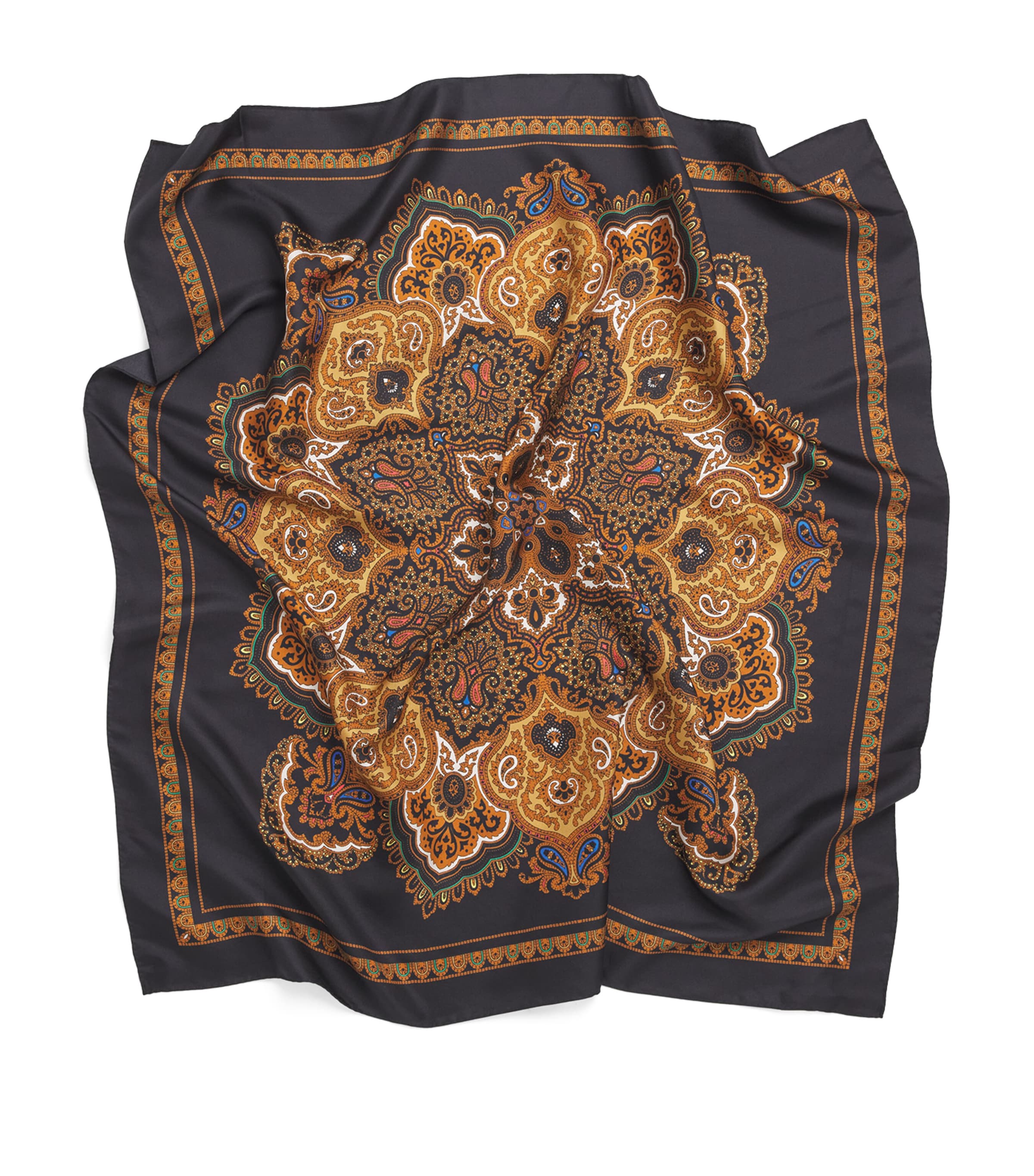 Sandro Paris Silk Printed Scarf Black / Ocher