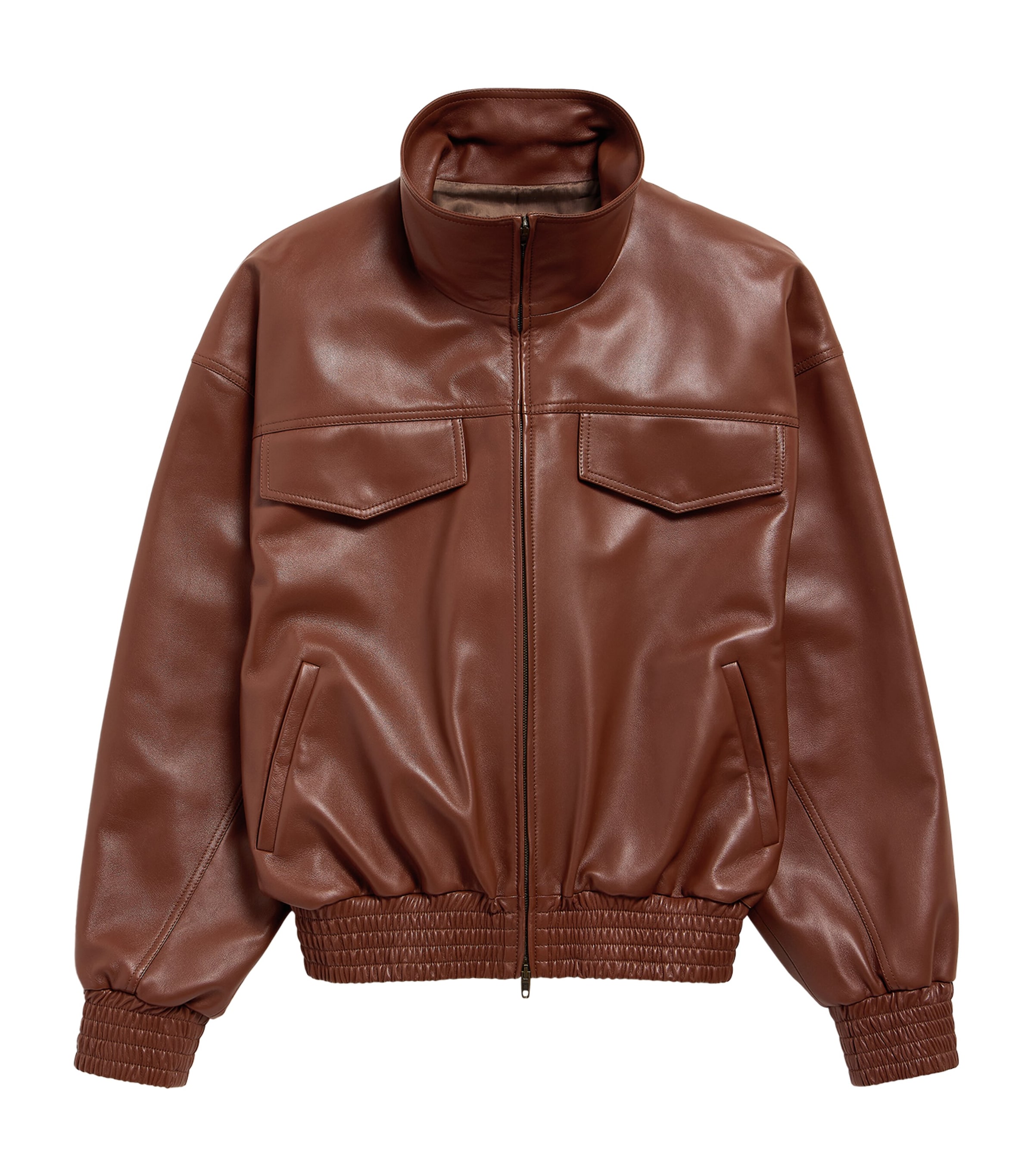 Balenciaga Womens Oversized Cropped Leather Jacket