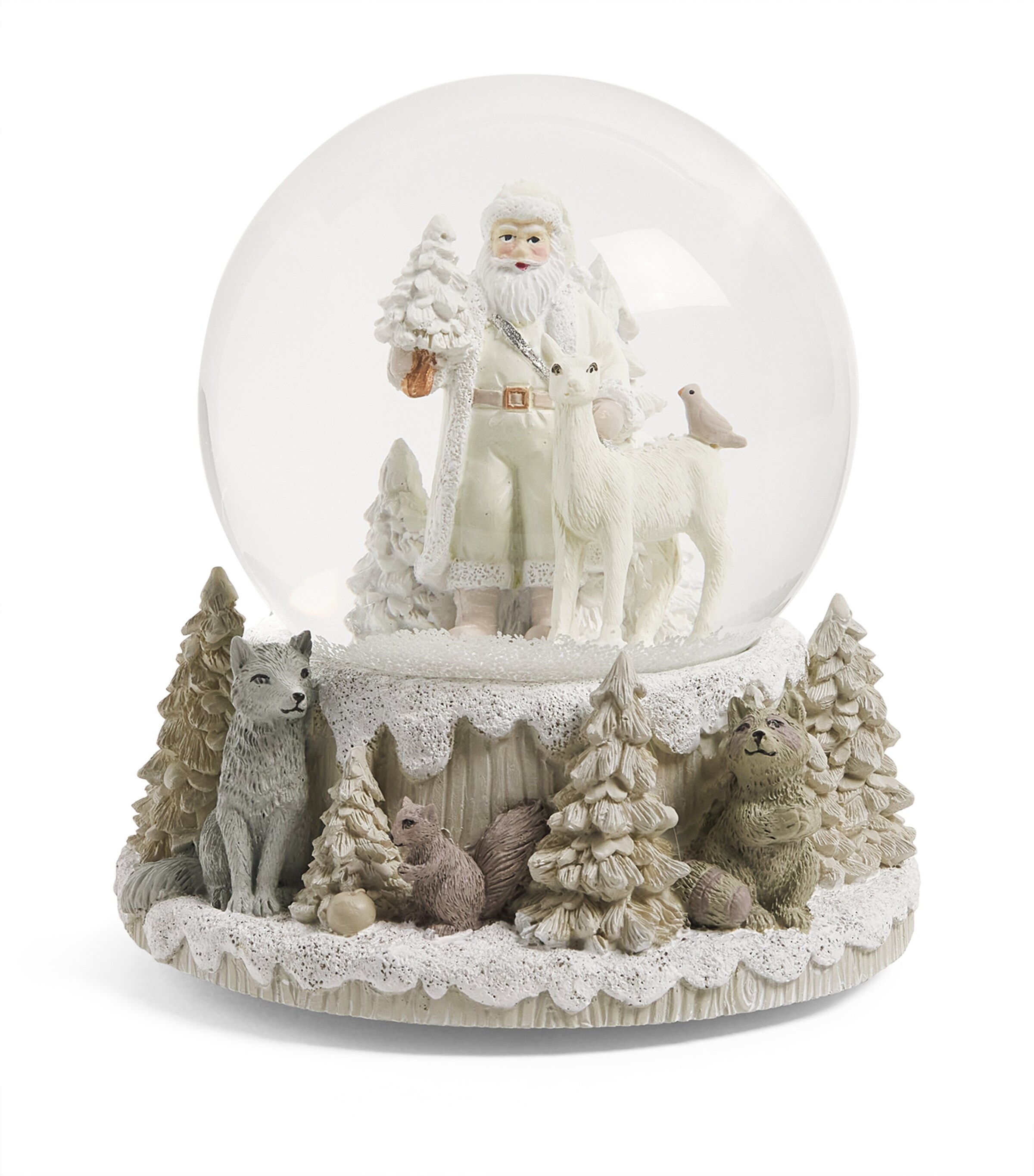 White Forest Santa Musical Snow Globe