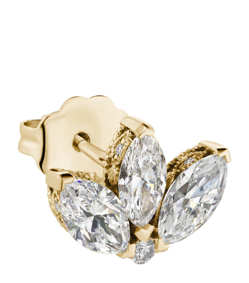 Diamond Lotus Single Stud Earring (6mm)