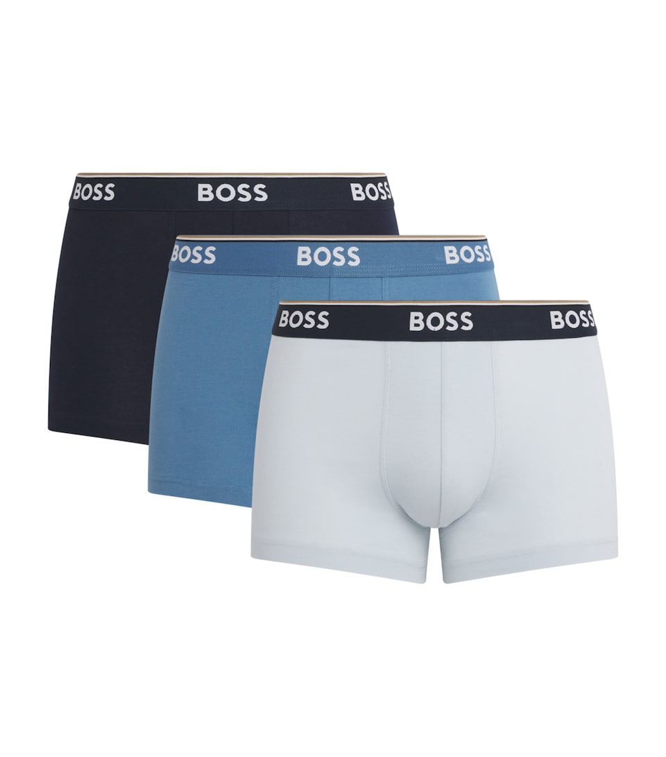 BOSS Mens Stretch-Cotton Power Trunks (Pack of 3) Open Blue