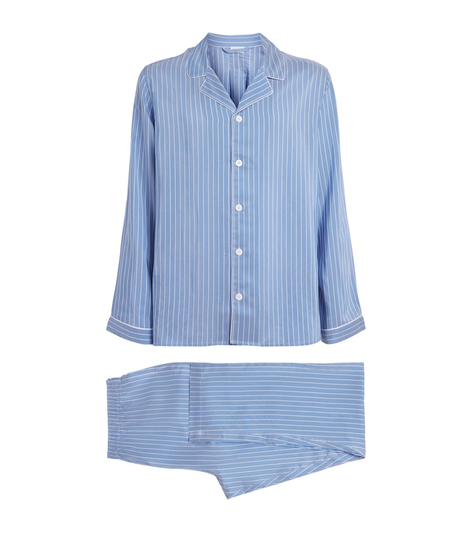 Zimmerli Mens Stripe Long-Sleeve Pyjama Set Blue