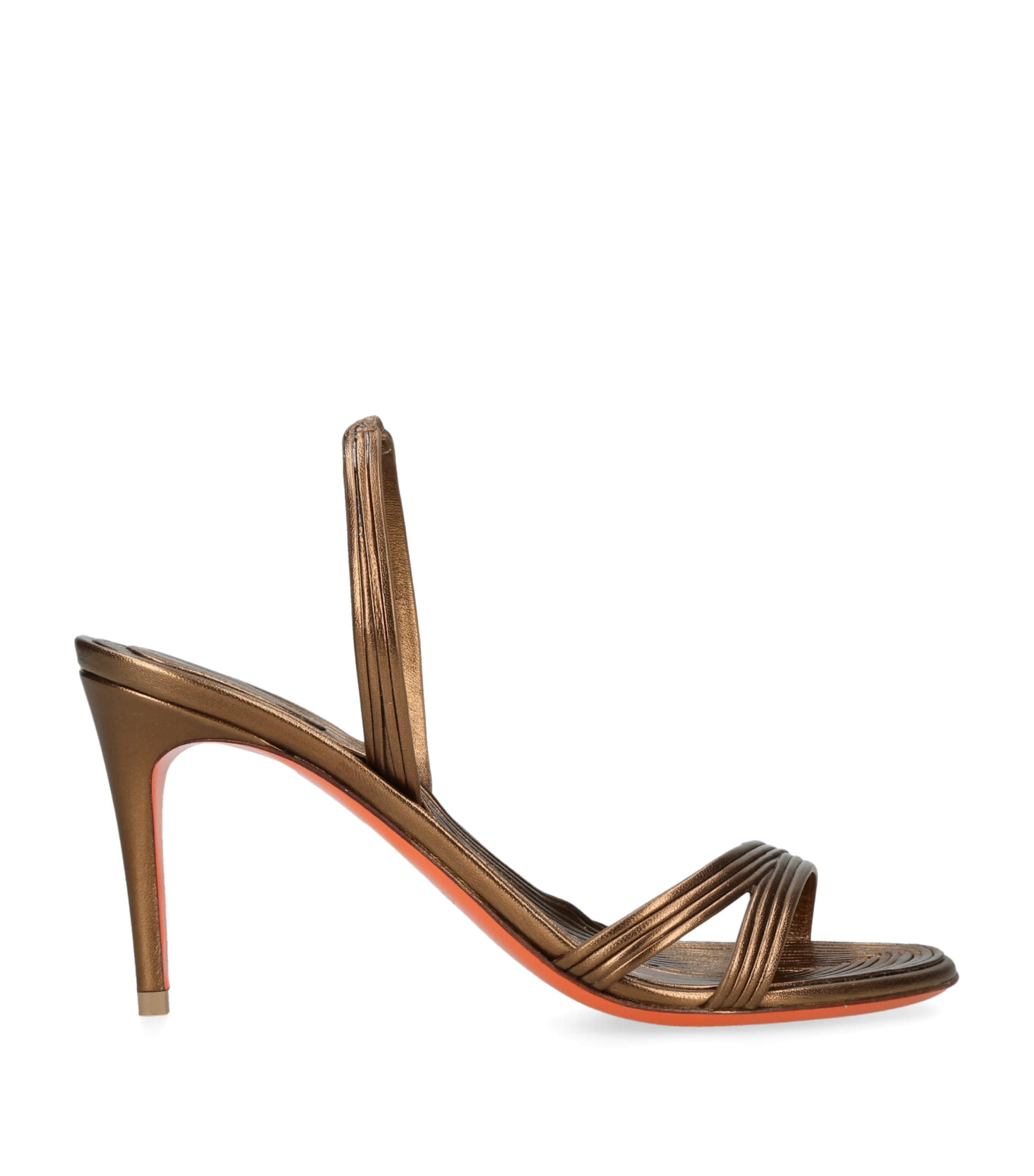 Santoni Leather Serpentine Sandals 85 Gold