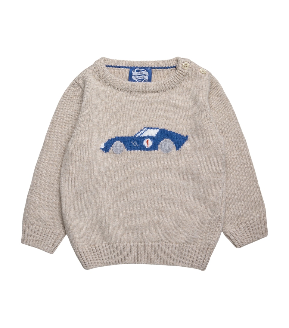 Trotters Sebastian Car Sweater (3-24 Months) Oatmeal