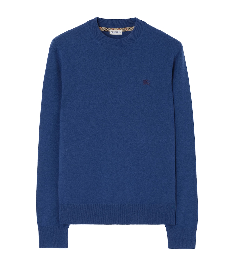Burberry Mens Cashmere-Blend Sweater Torrent Blue