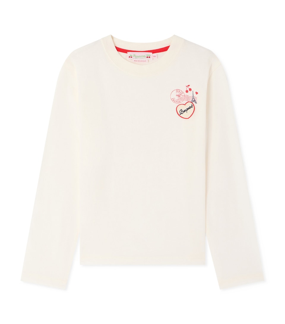 Bonpoint Cotton Stamp Long-Sleeve T-Shirt (4-8 Years) Upb Blanc Lait