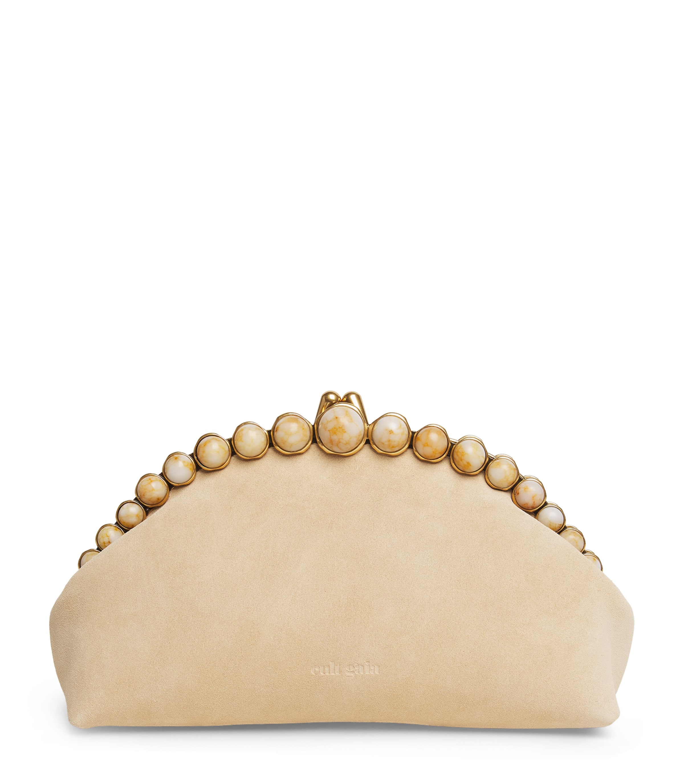 Cult Gaia Suede Una Clutch Bag Sand