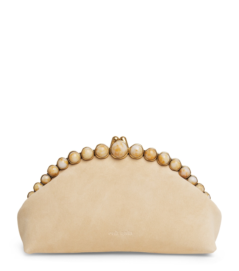 Cult Gaia Suede Una Clutch Bag Sand