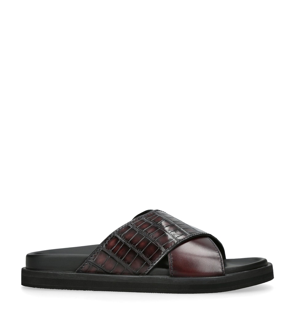 Zegna Crocodile Skin Panarea Sandals Wine