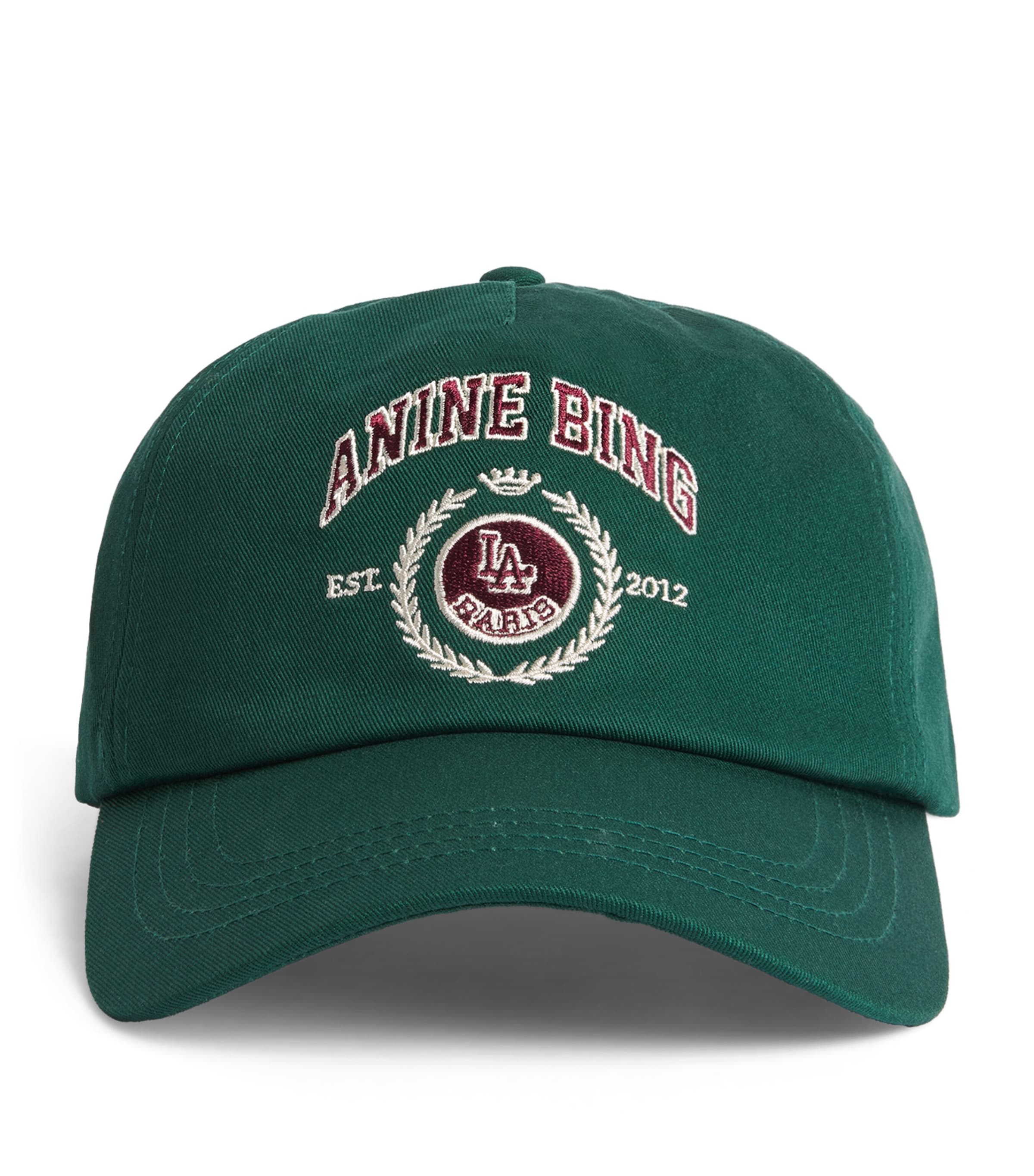 ANINE BING Embroidered Jeremy Baseball Cap Green