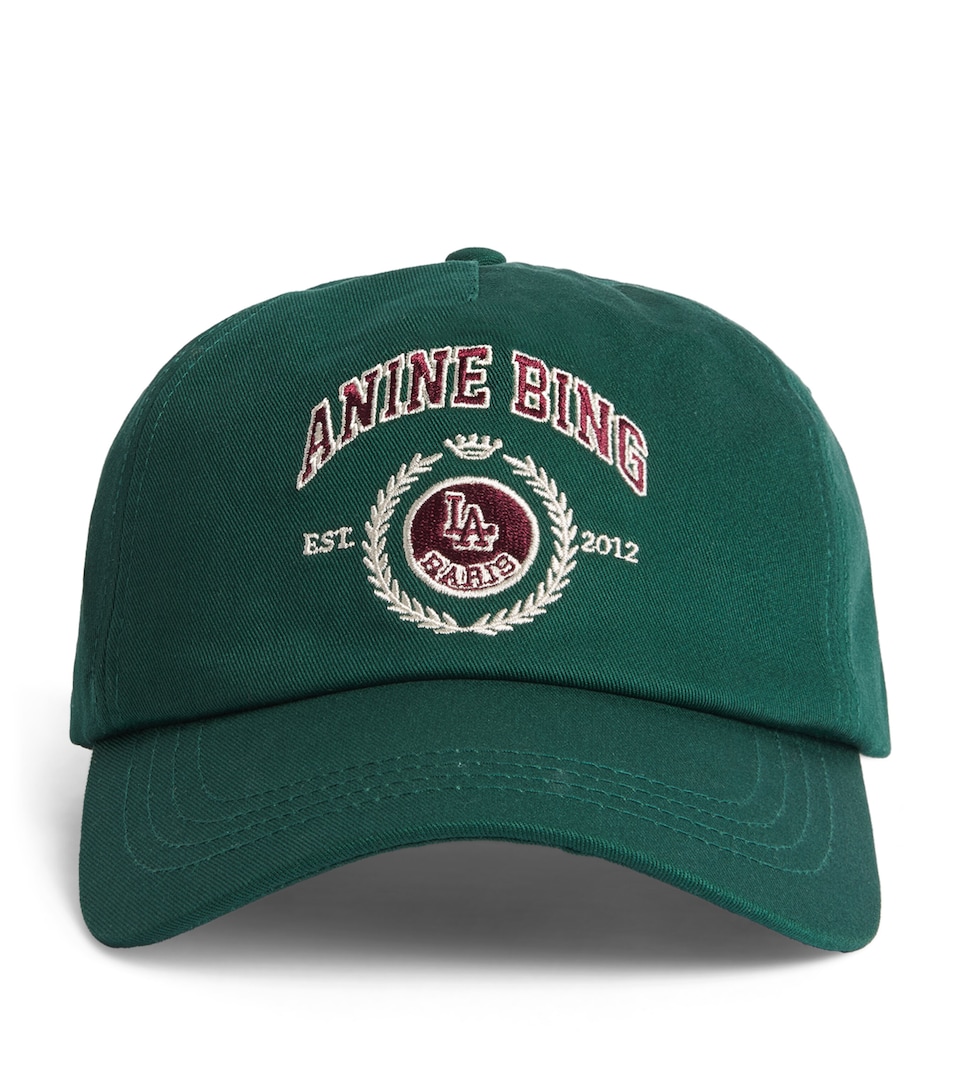 ANINE BING Embroidered Jeremy Baseball Cap Green
