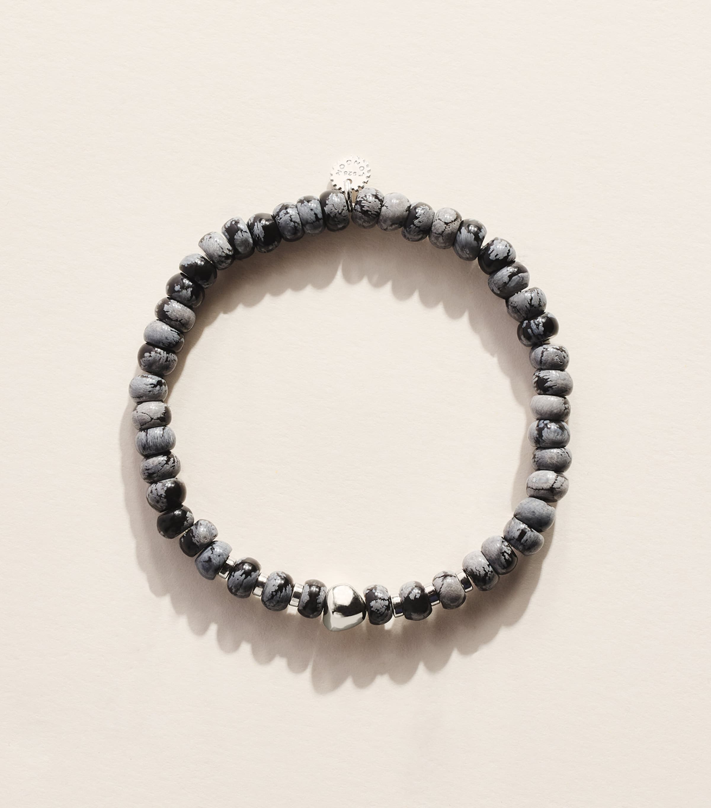 Tateossian Sterling Silver and Snowflake Obsidian Bracelet Black