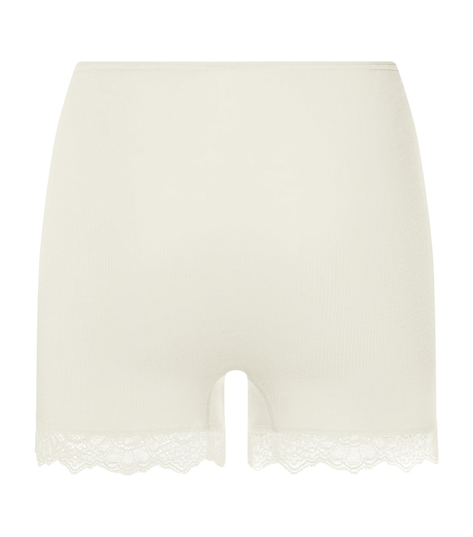 Hanro Womens Wool-Silk Boy Shorts Misty White