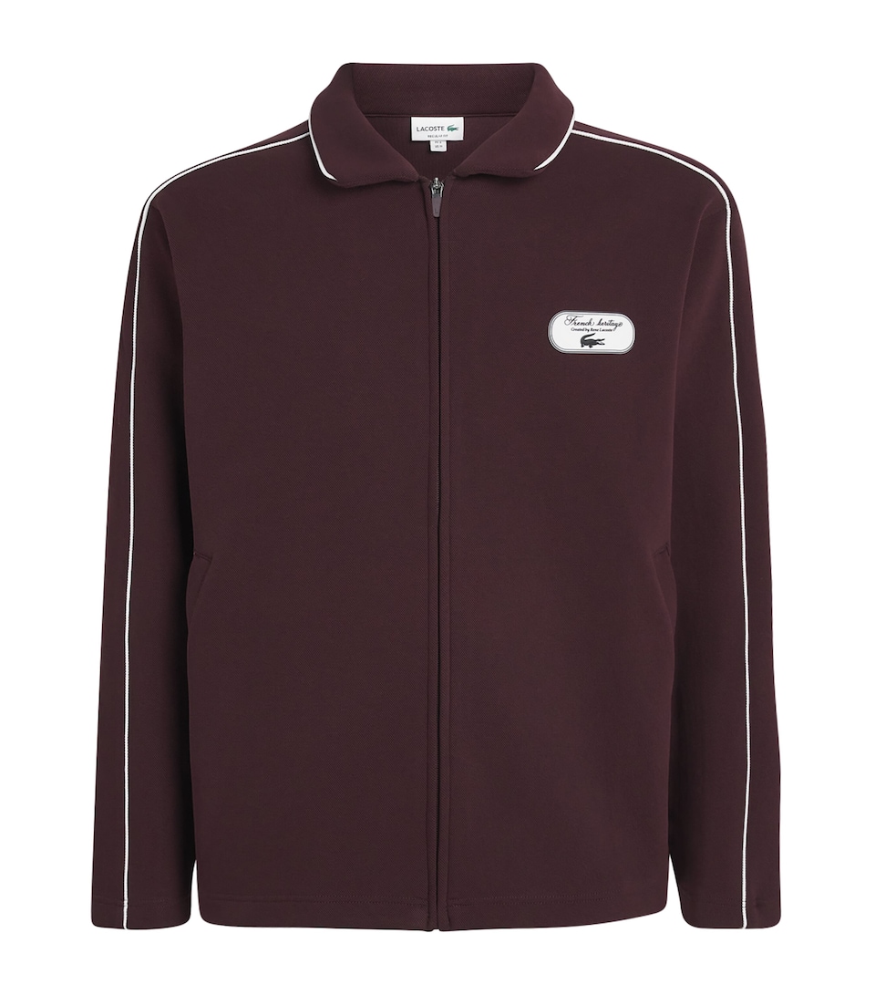 Lacoste Mens Ultra Dry Tennis Heritage Jacket Marron Blanc