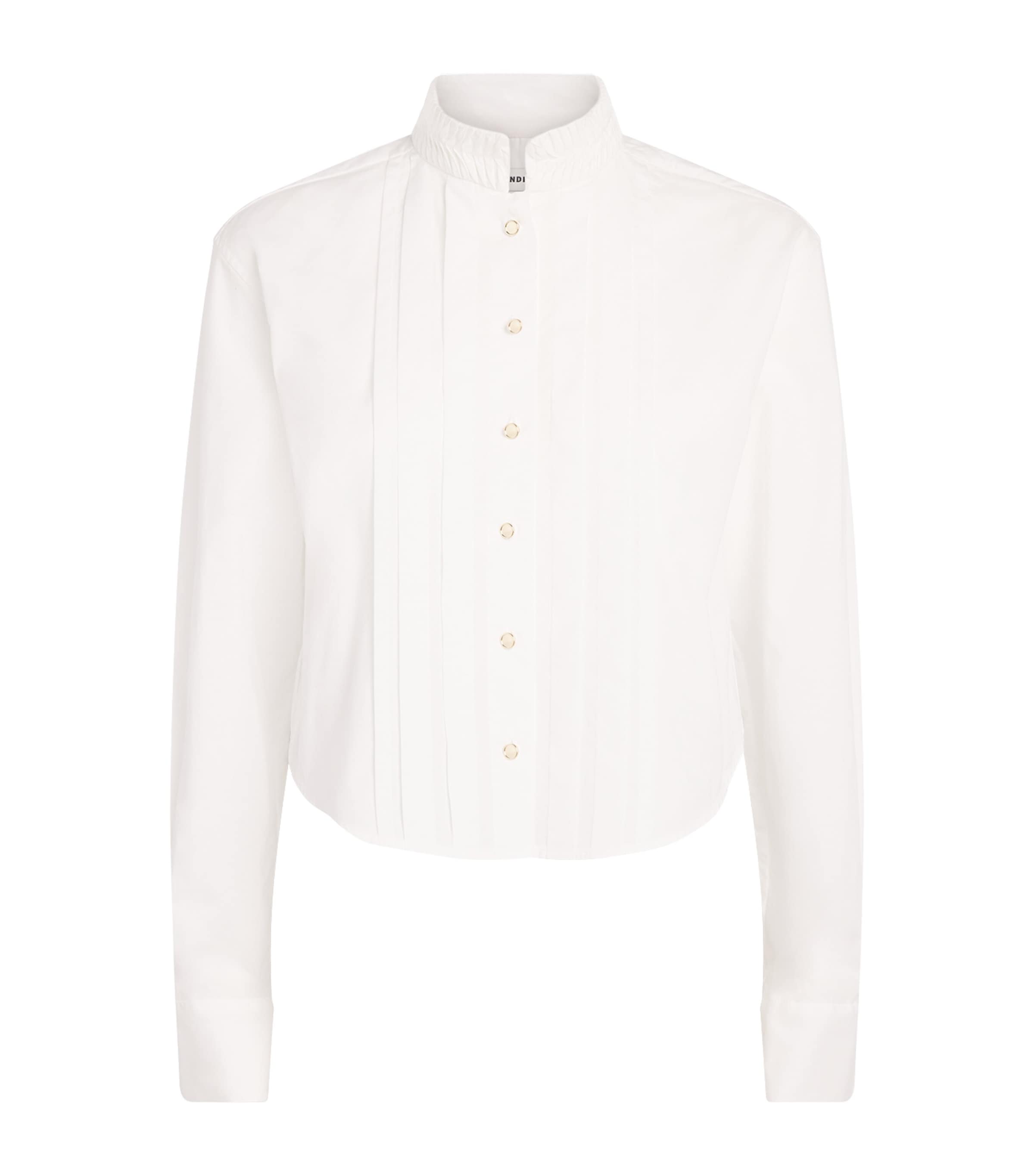 Sandro Paris Womens Cotton Pleated Shirt White