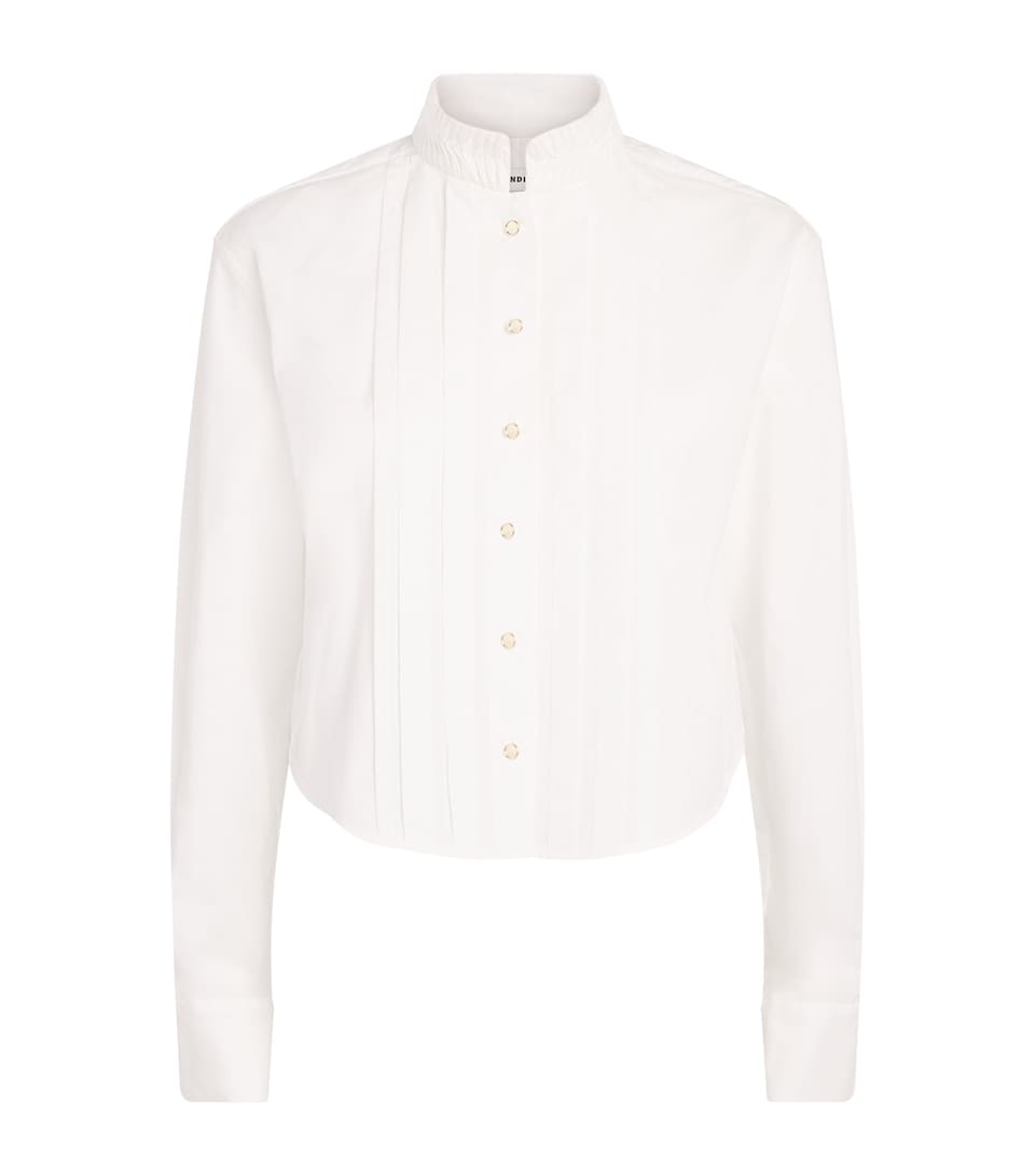 Sandro Paris Womens Cotton Pleated Shirt White