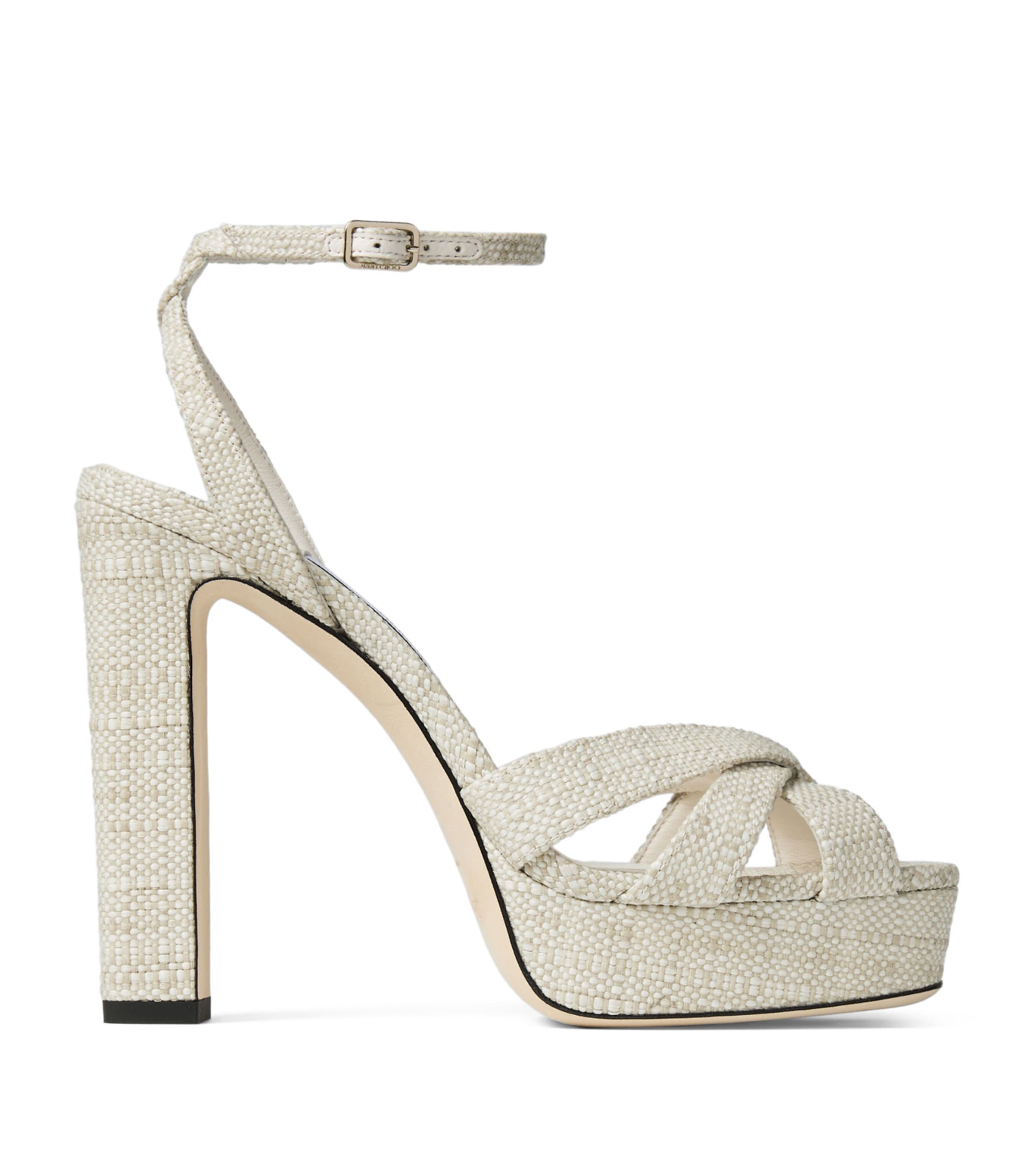 Jimmy Choo Kove 120 Woven Platform Sandals Natural