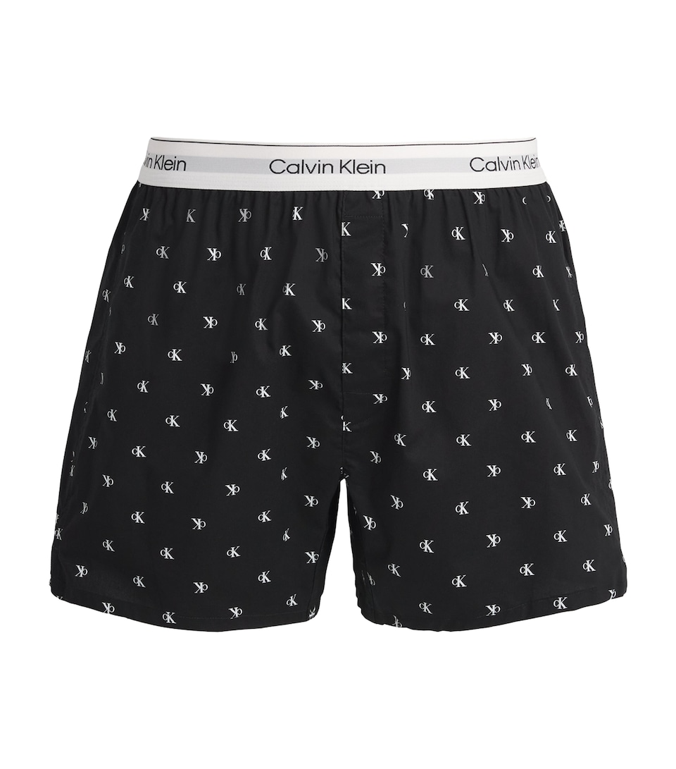 Calvin Klein Mens Cotton Poplin Logo Pyjama Shorts Diamond Logo Bl
