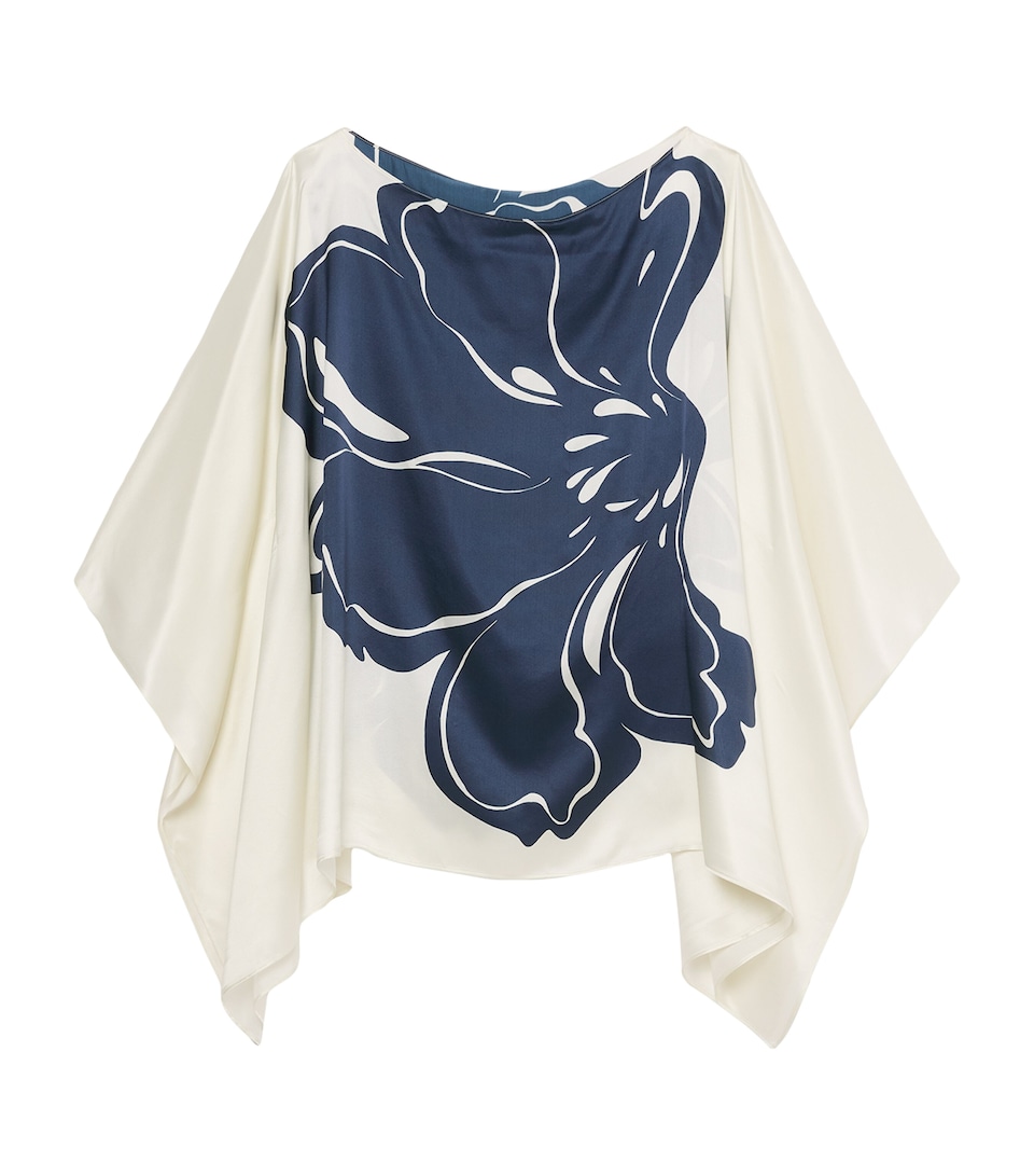 Marina Rinaldi Womens Silk Floral Tunic Blouse Ivory