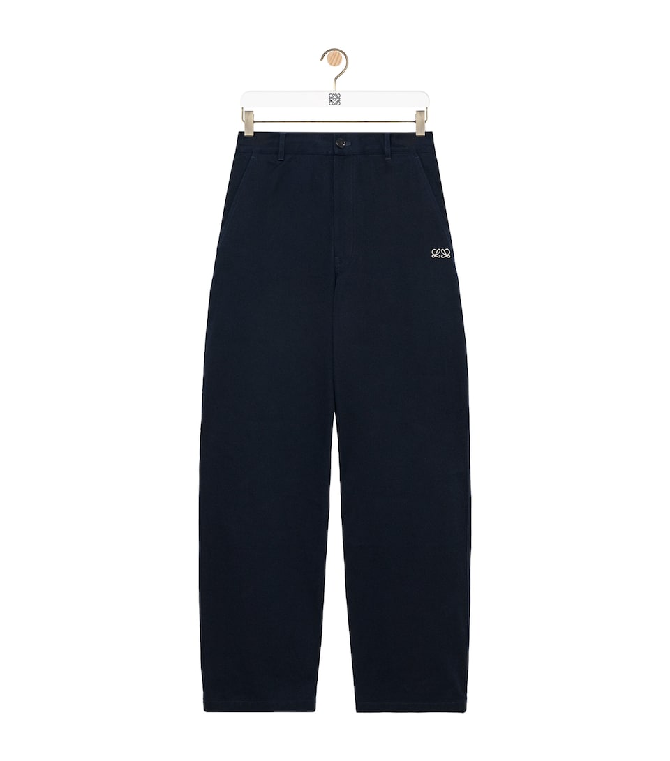 LOEWE Mens Twill Straight-Leg Trousers Blue/navy
