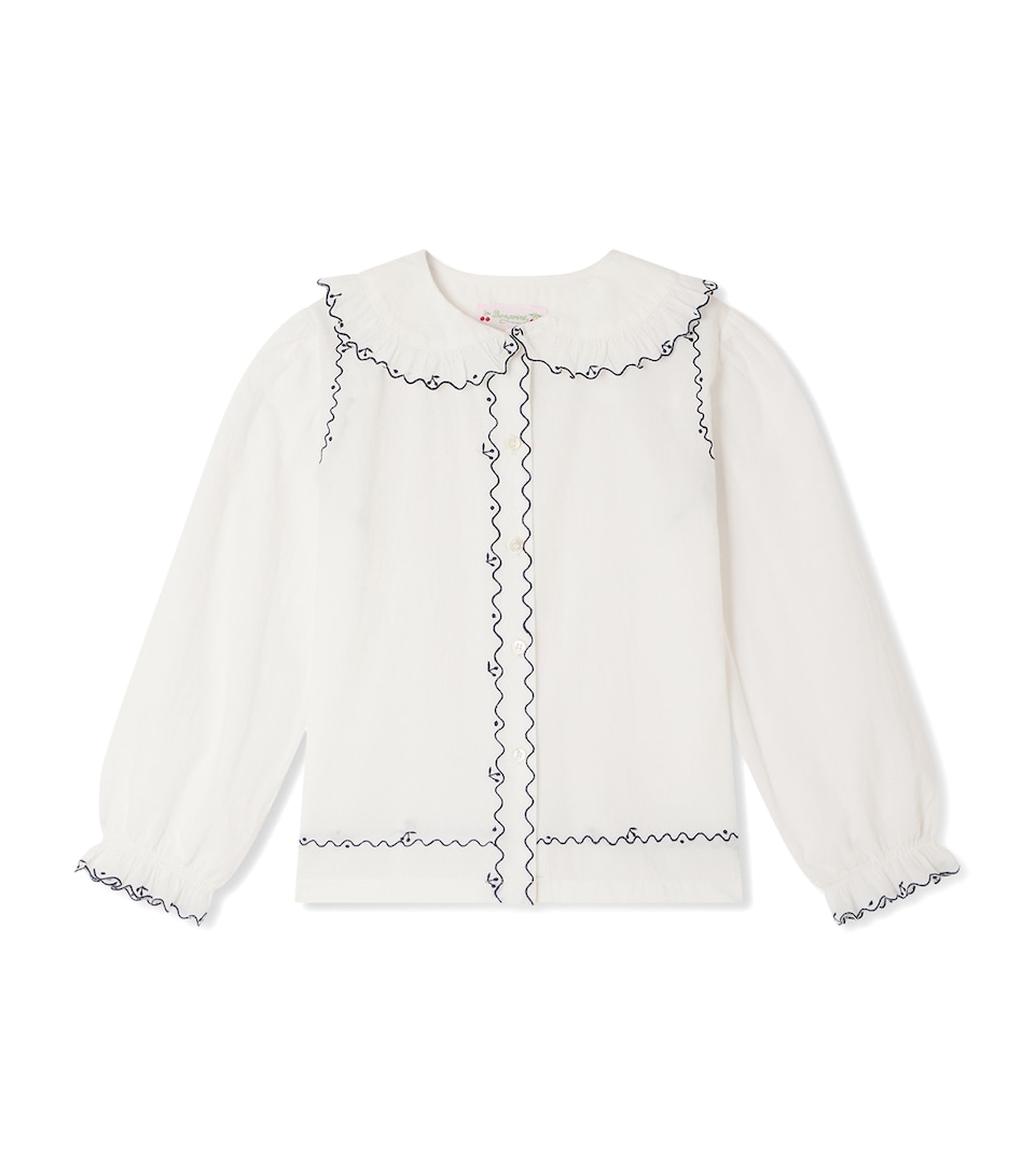 Bonpoint Cotton Embroidered Blouse (4-8 Years) Upb Blanc Lait