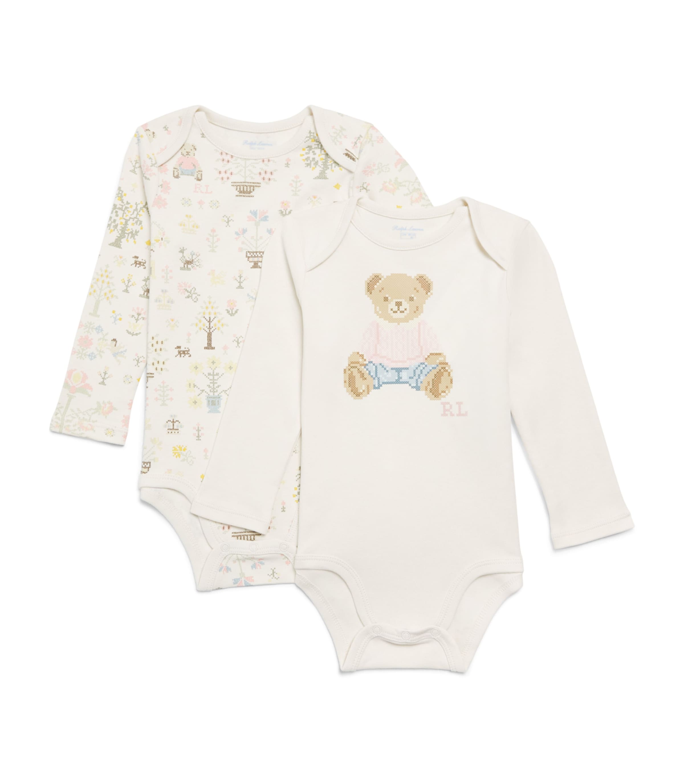Ralph Lauren Kids Set of 2 Cotton Printed Bodysuits (0-12 Months) Peti Point Bby Bear