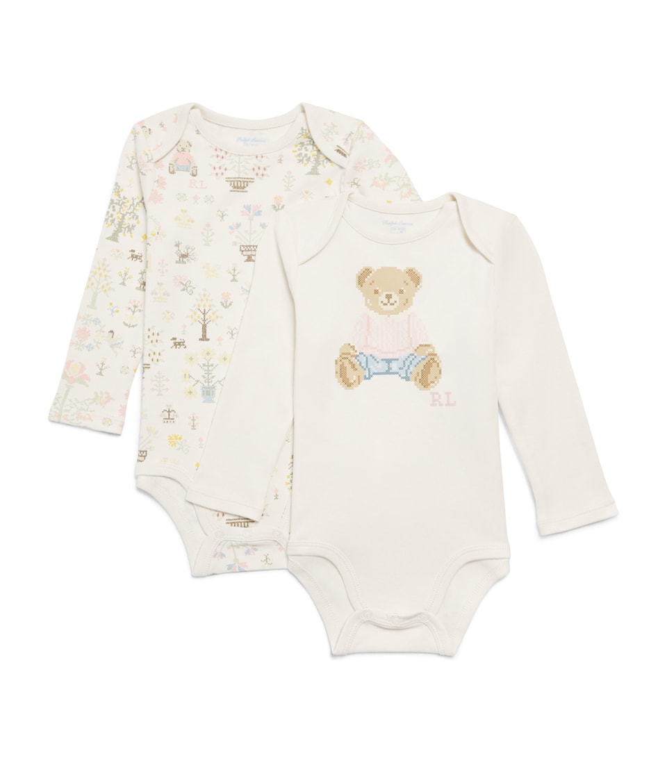 Ralph Lauren Kids Set of 2 Cotton Printed Bodysuits (0-12 Months) Peti Point Bby Bear