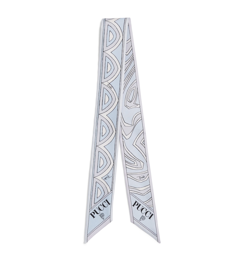 PUCCI Silk Mixed Print Twill Scarf Light Blue