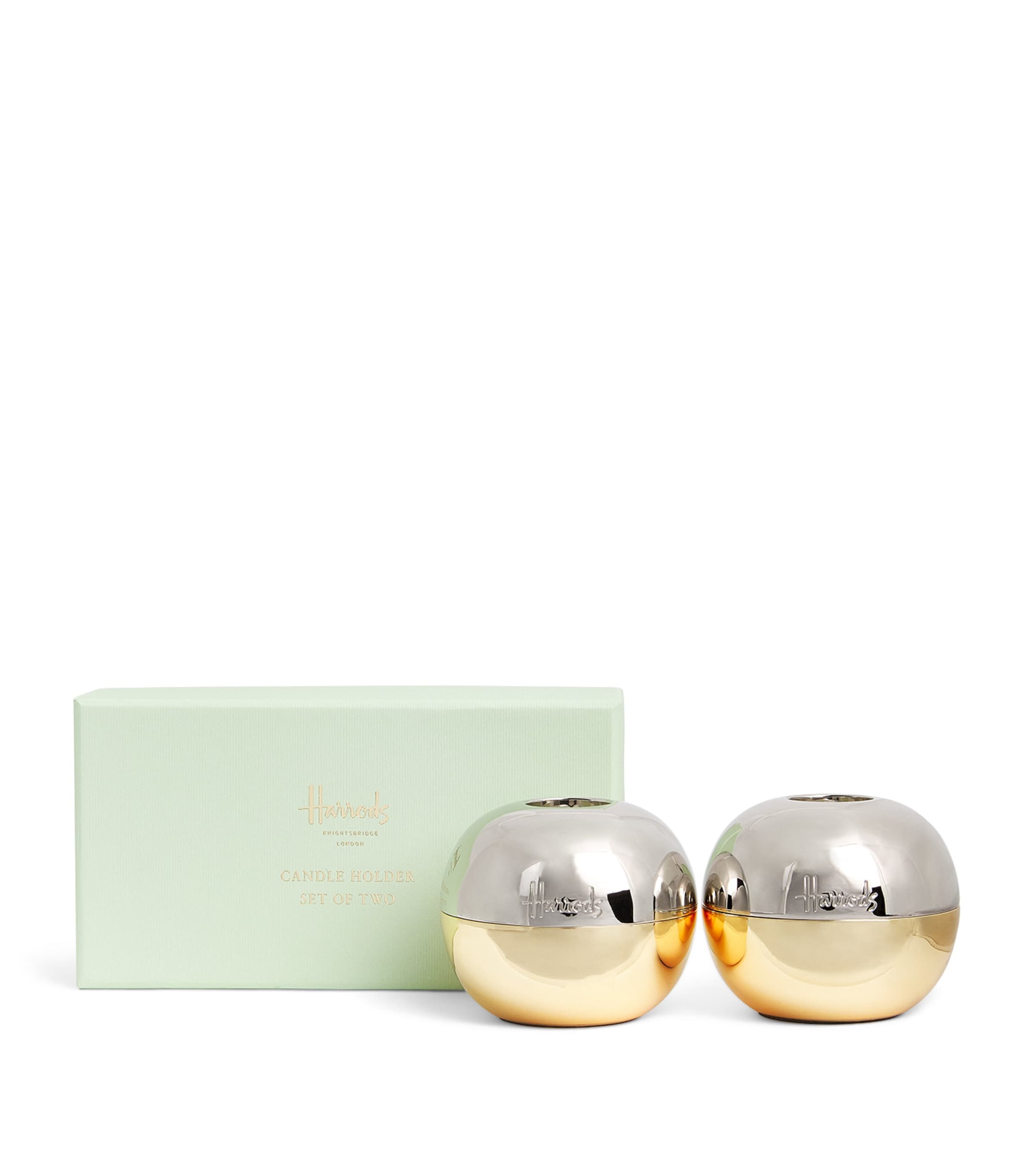 Stainless Steel Two-Tone Candle Holders (Set of 2)