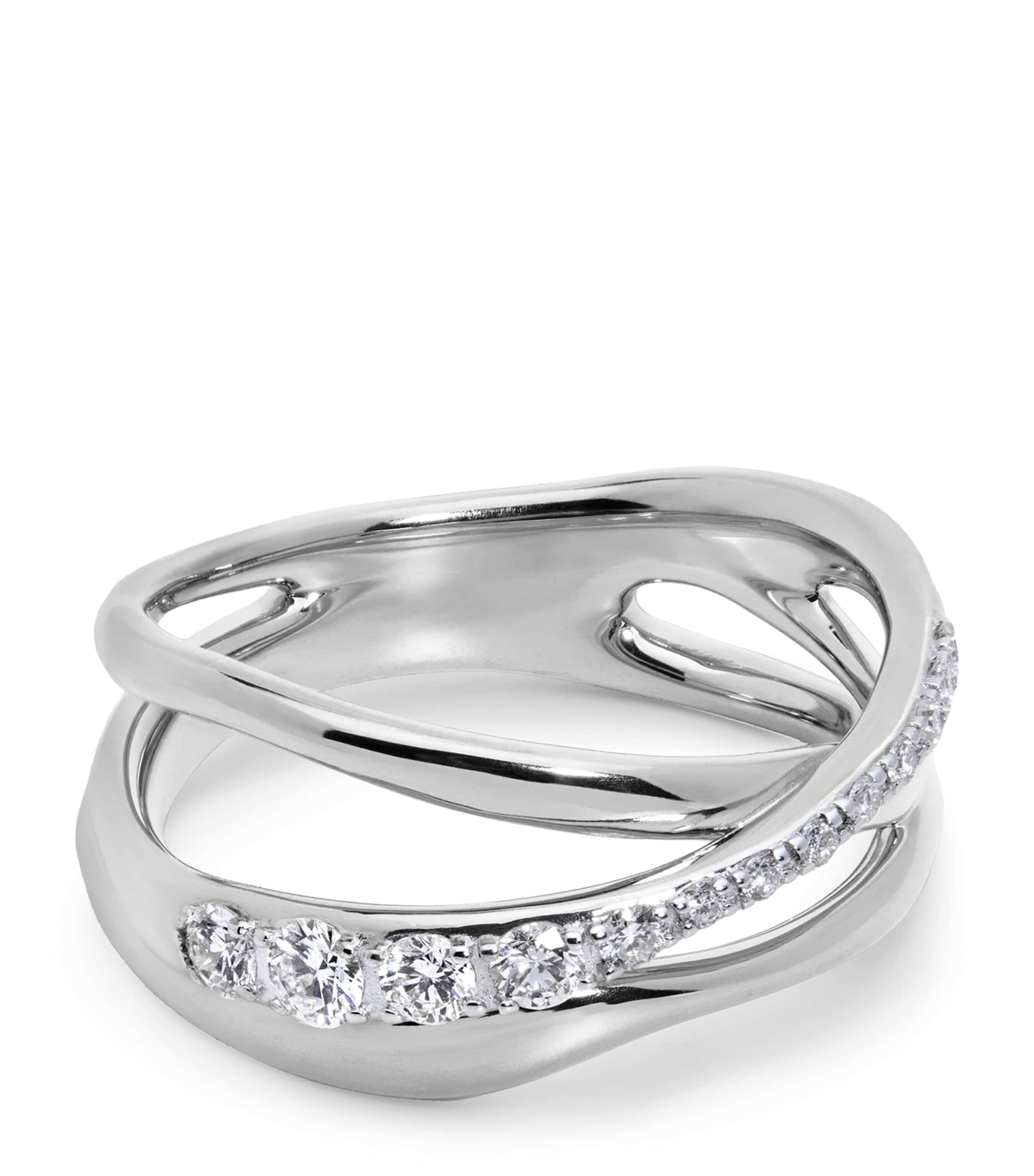 Monica Vinader Sterling Silver and Diamond Nura Ring Silver