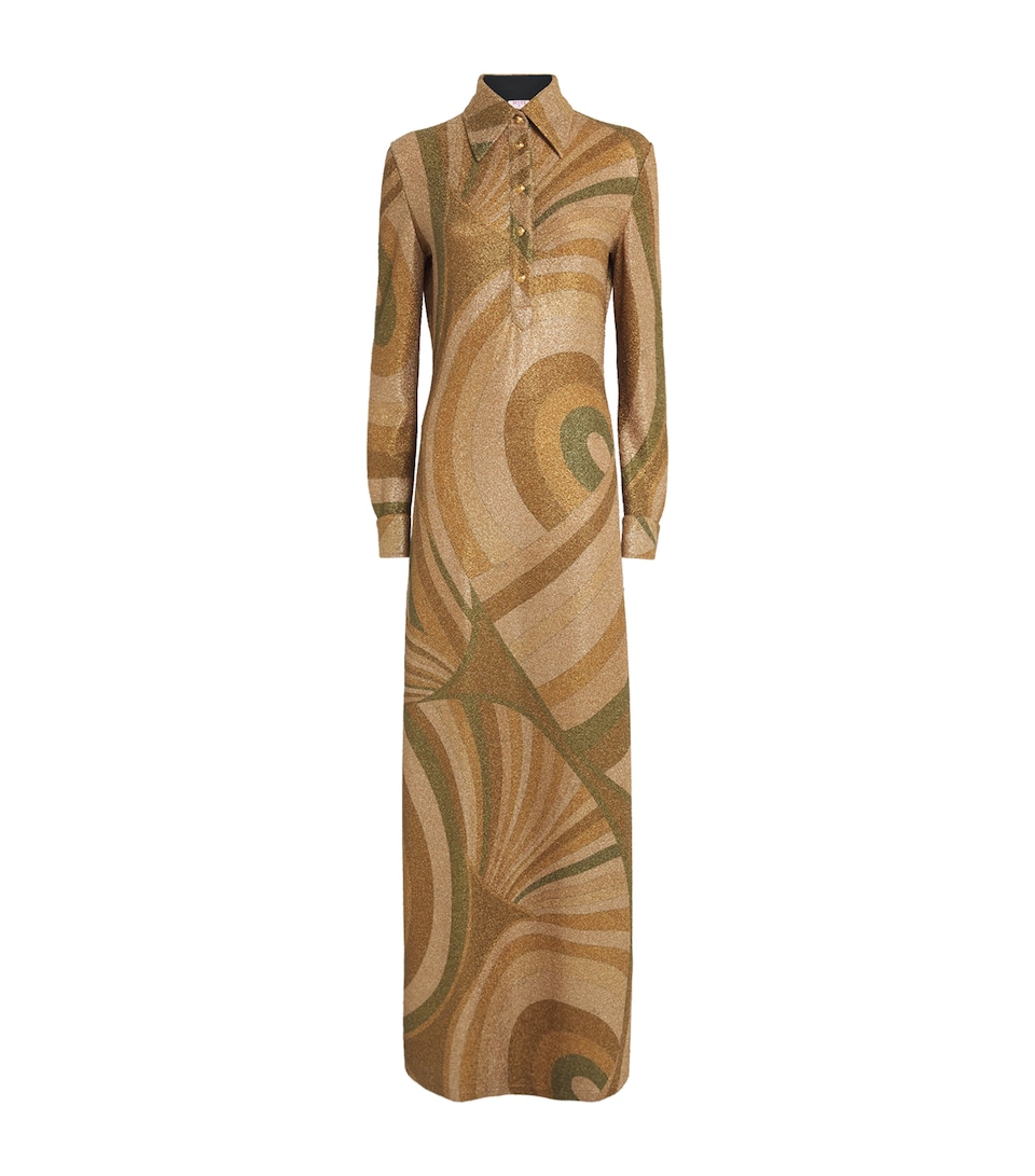 Lamé Iride Print Maxi Dress