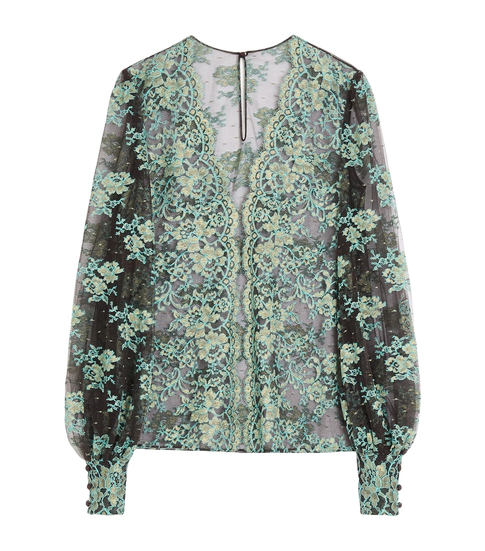 Valentino Womens Lace Long-Sleeve Blouse