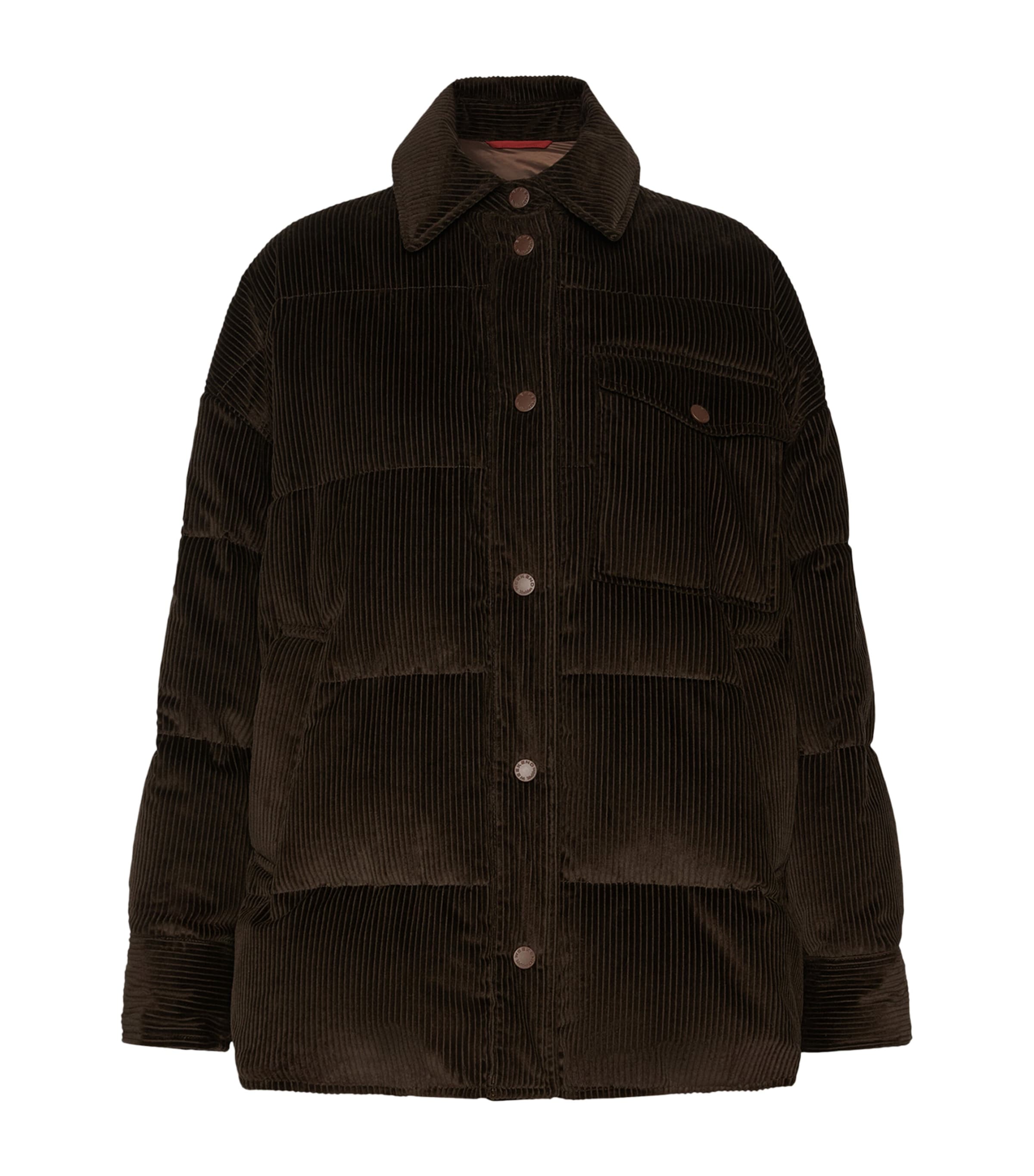 Weekend Max Mara Womens Cotton Corduroy Quilted Down Jacket Brown