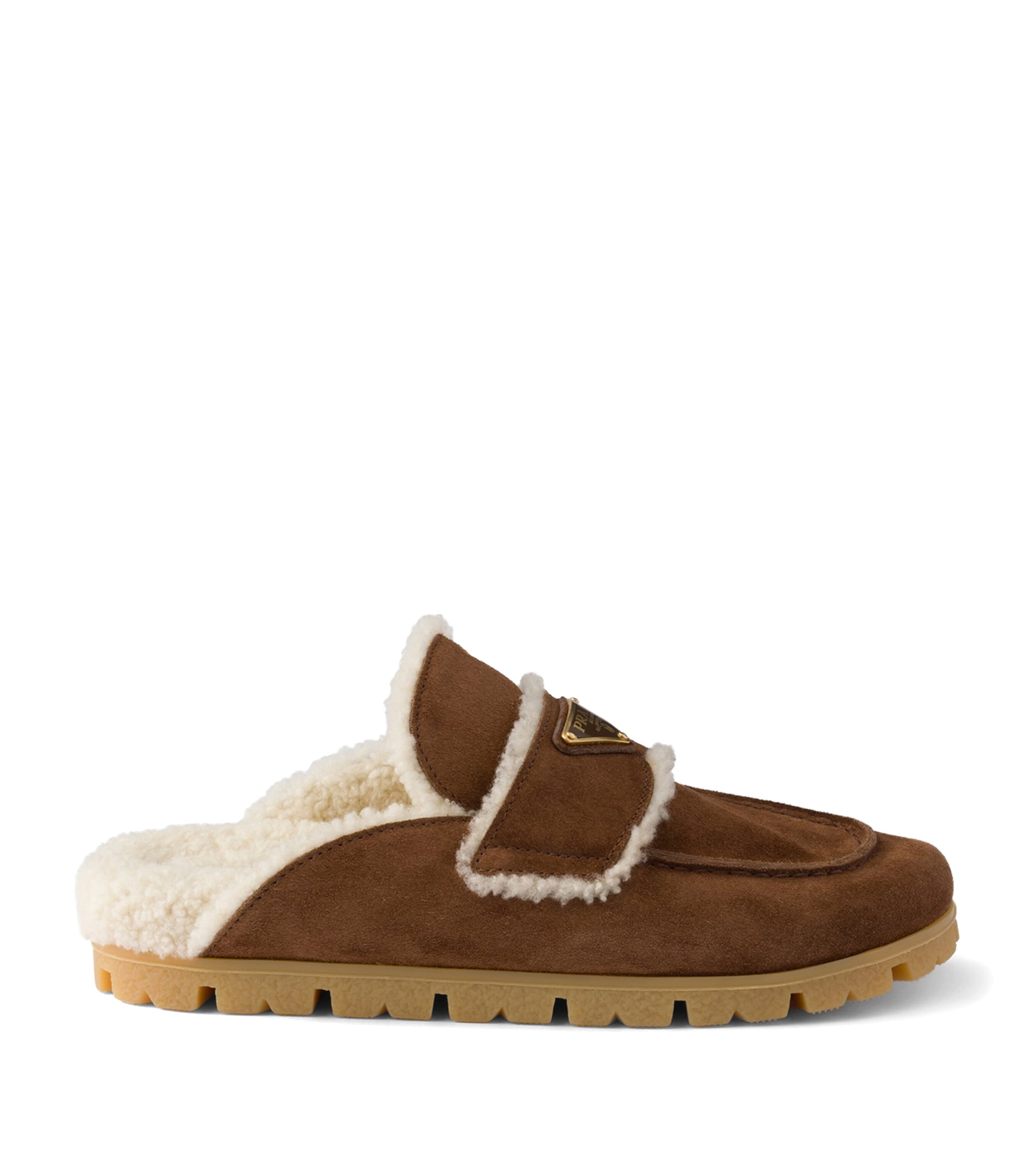 Suede Shearling-Lined Mules