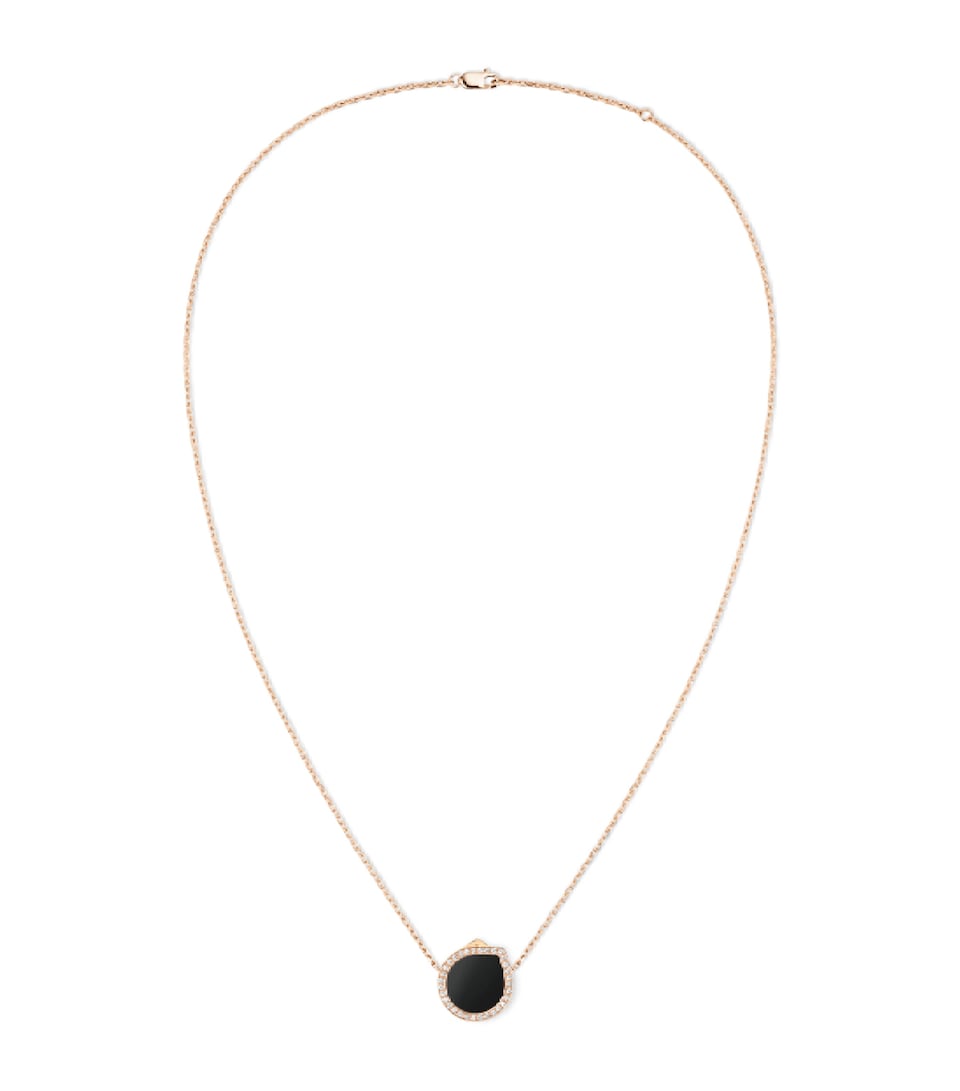 Repossi Rose Gold and Diamond Antifer Pendant Necklace Pink Gold
