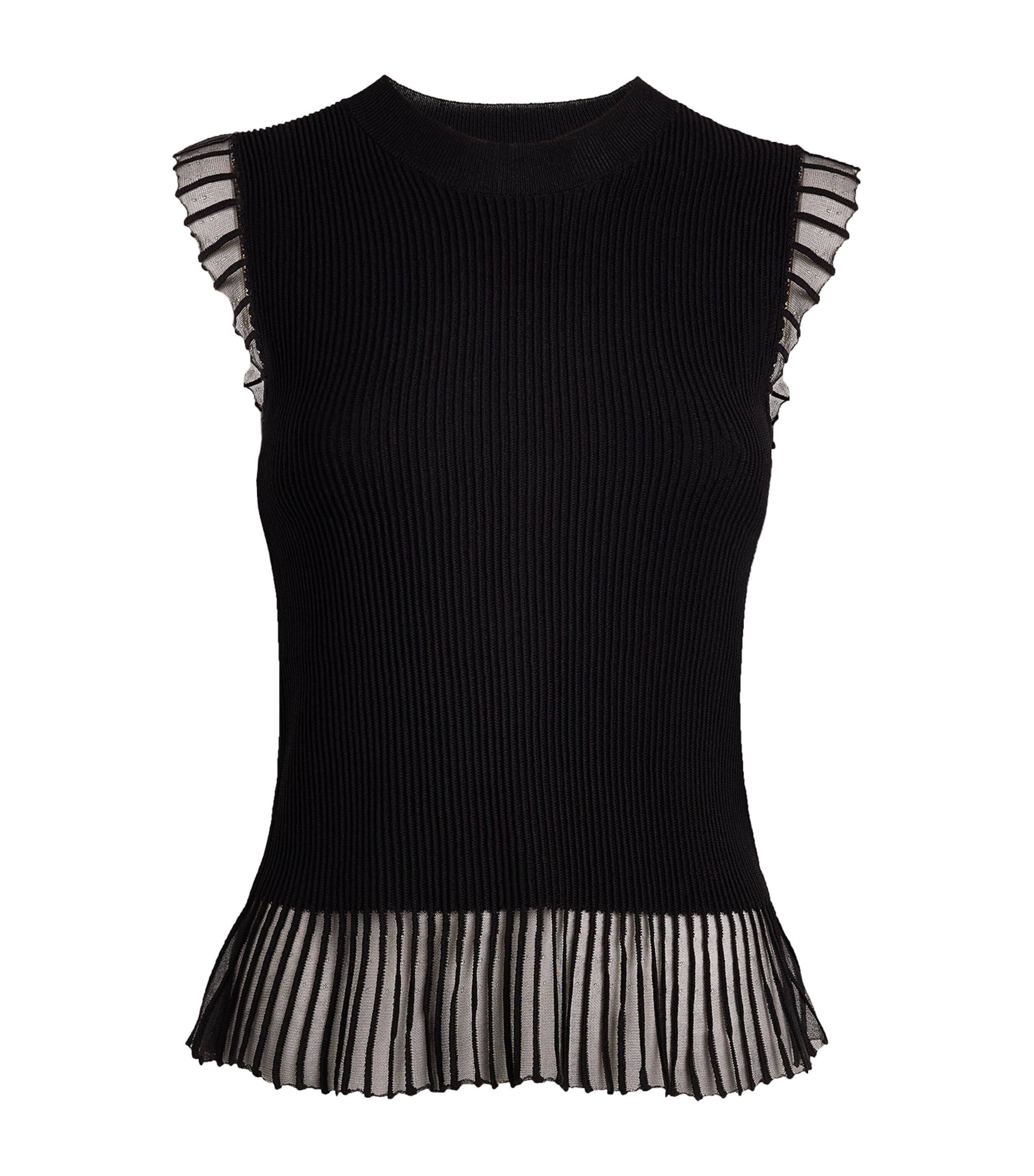 Claudie Pierlot Womens Knit Ruffle Top Black
