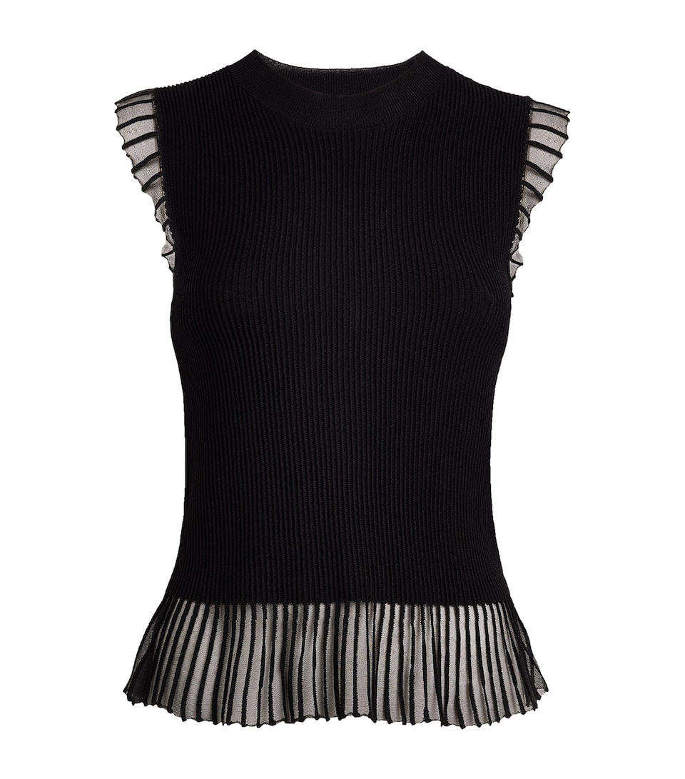 Claudie Pierlot Womens Knit Ruffle Top Black