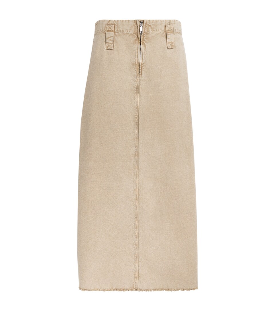 Cotton Canvas Midi Skirt