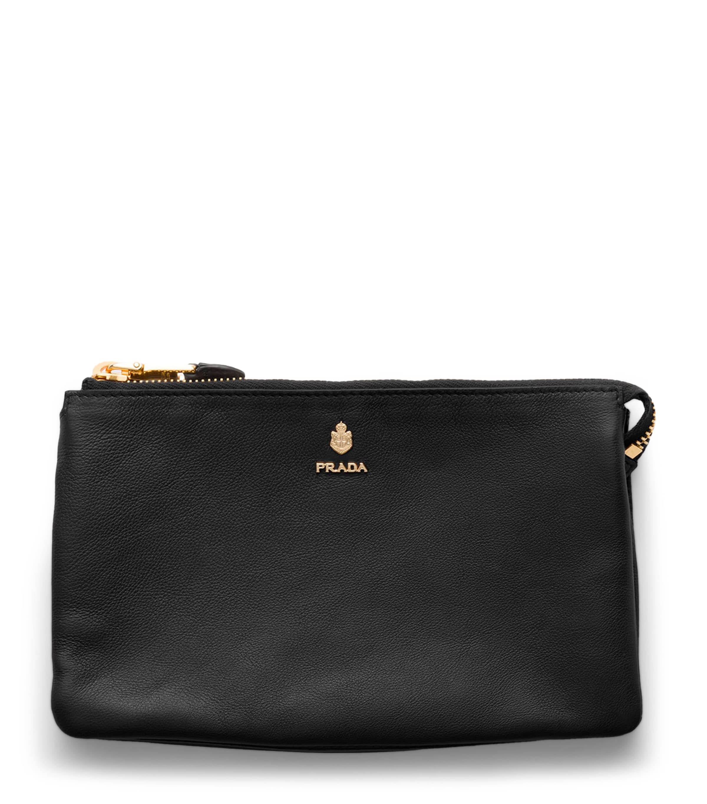 Prada Leather Logo Pouch Black