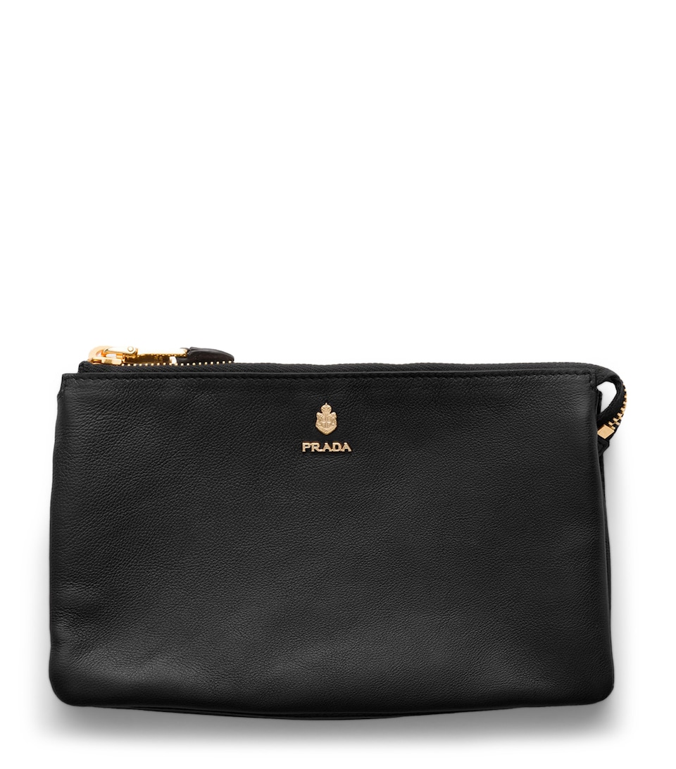 Prada Leather Logo Pouch Black