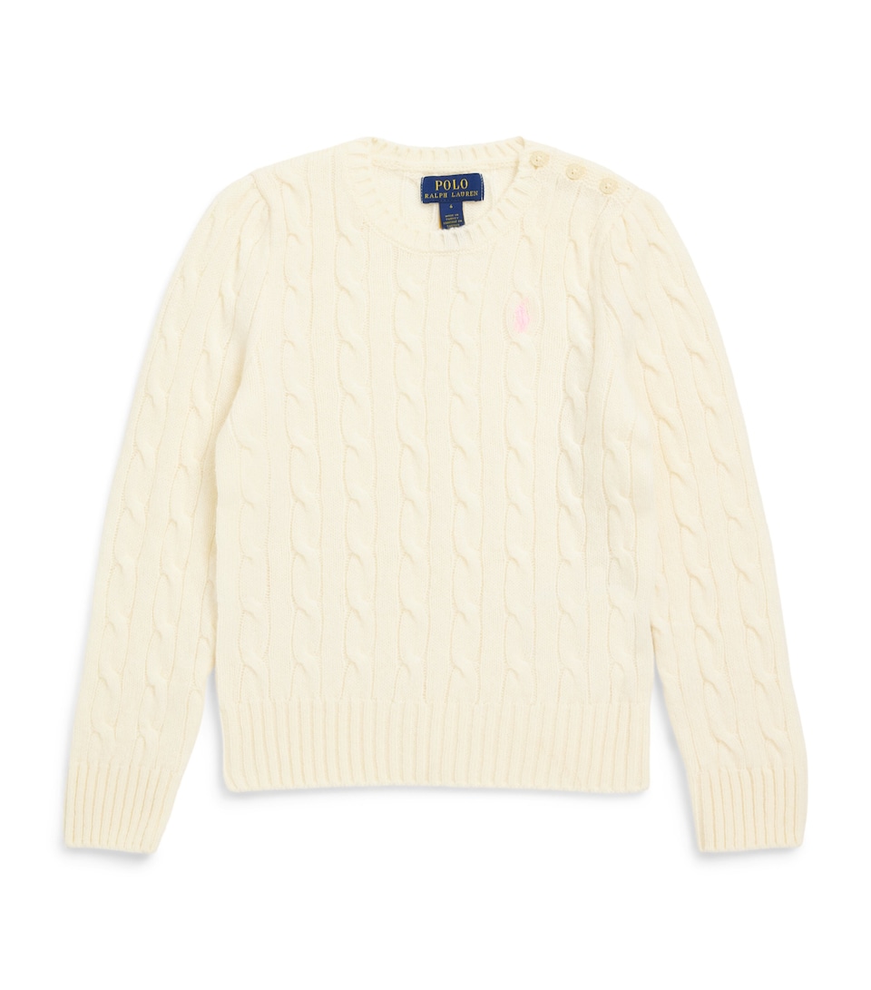 Ralph Lauren Kids Wool-Cashmere Cable-Knit Sweater (2-6.5 Years) Wrm White W/pnk