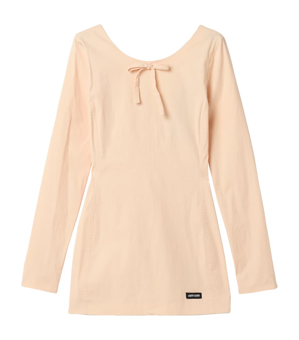 Miu Miu Womens Stretch-Poplin Mini Dress Light Blue